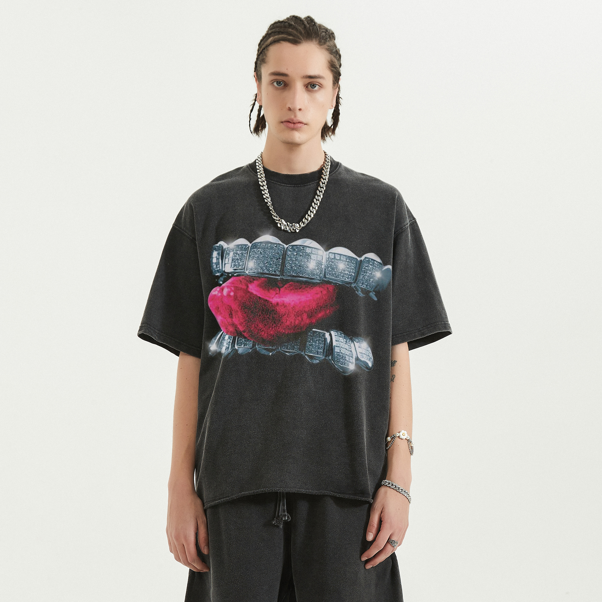 GRILLZ TEE Boxy Vintage Shirt Graphic Tee Streetwear Y2K