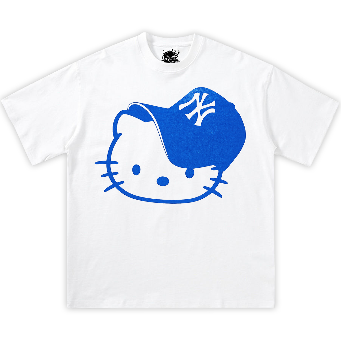 NY HELLO KITTY Boxy Vintage Black Shirt Graphic Tee Streetwear Y2K