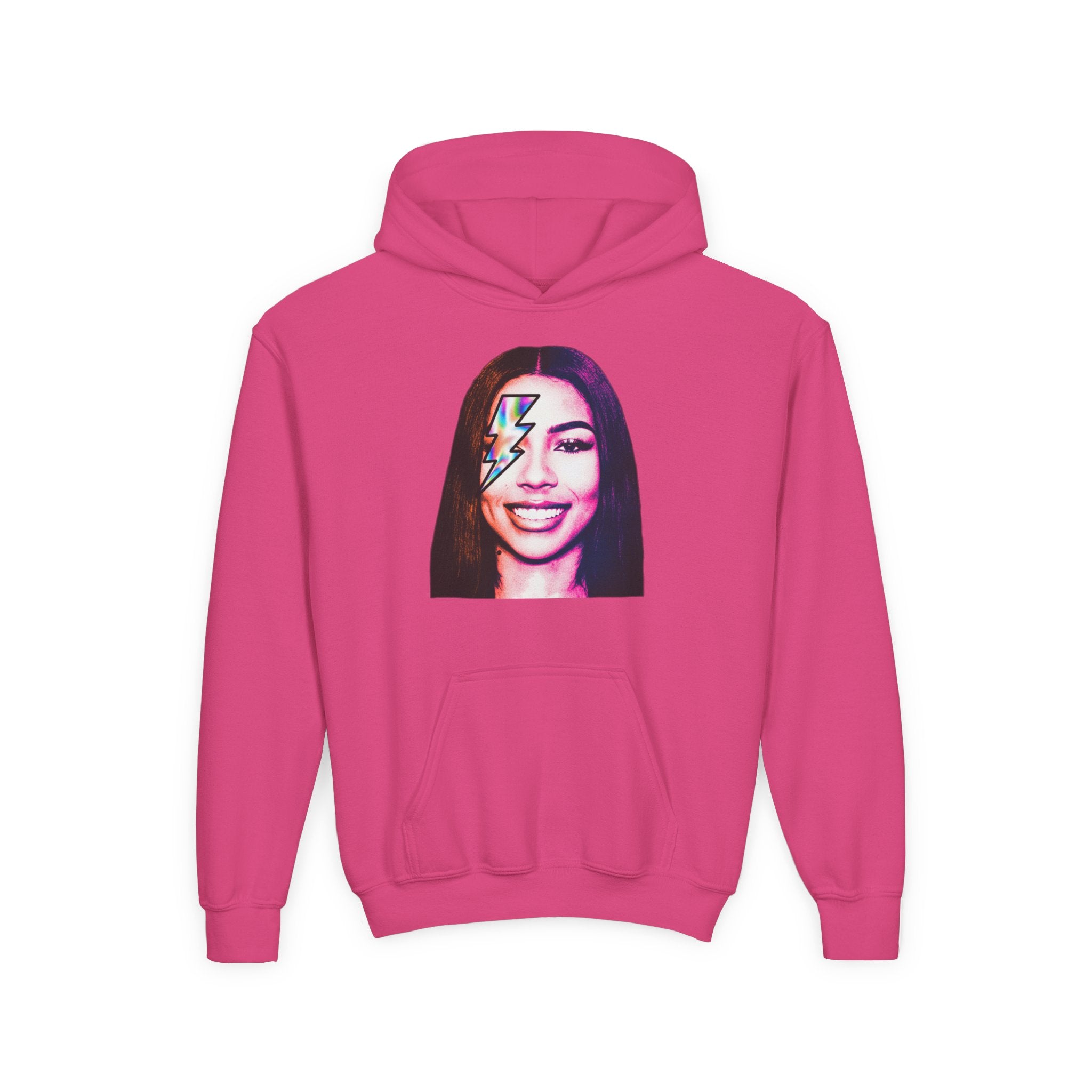 Youth Hoodie – Retro Lightning Face Graphic Pullover - Pixie Sleeze