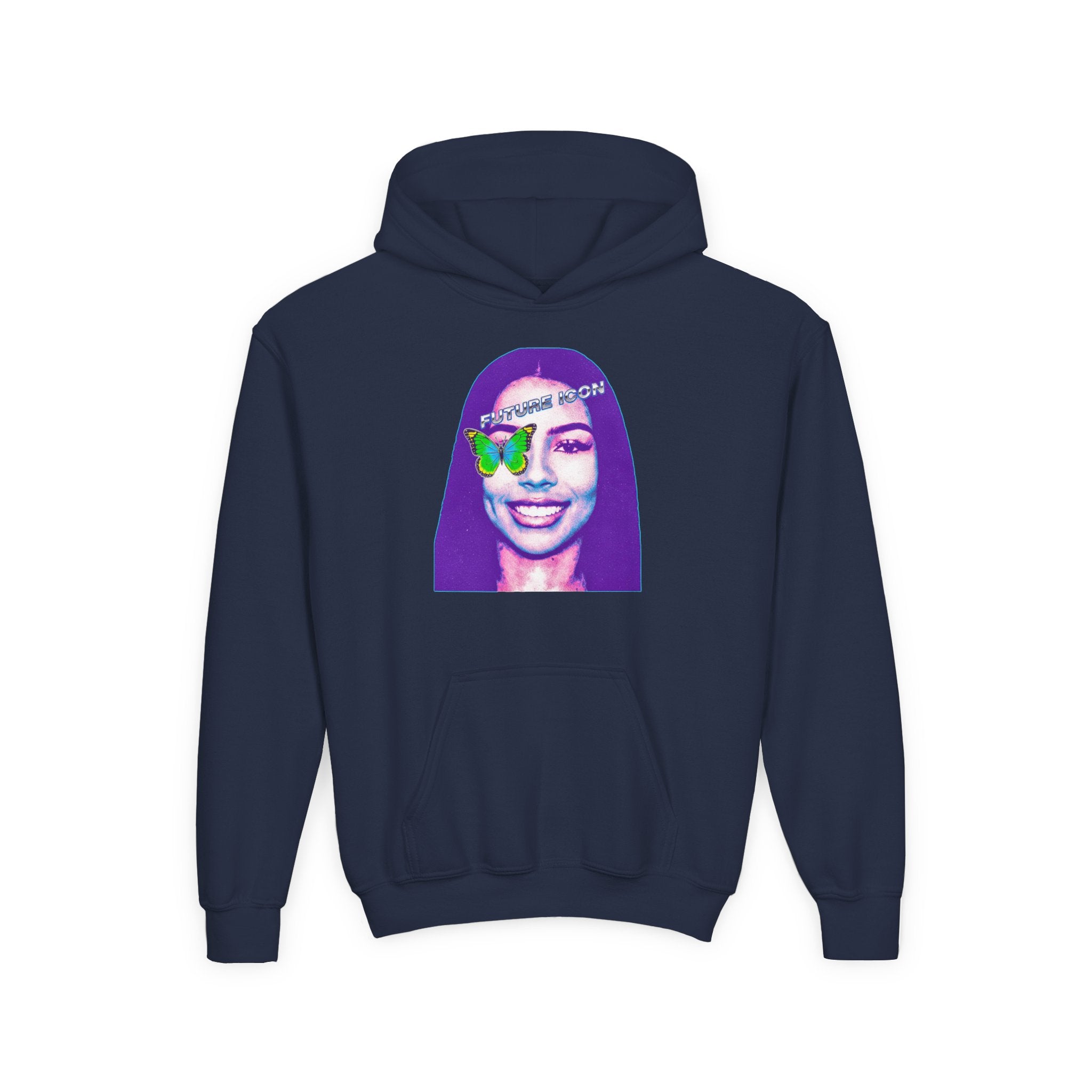 Youth Hoodie — Retro Neon Portrait "Fashion Icon" Graphic - Pixie Sleeze