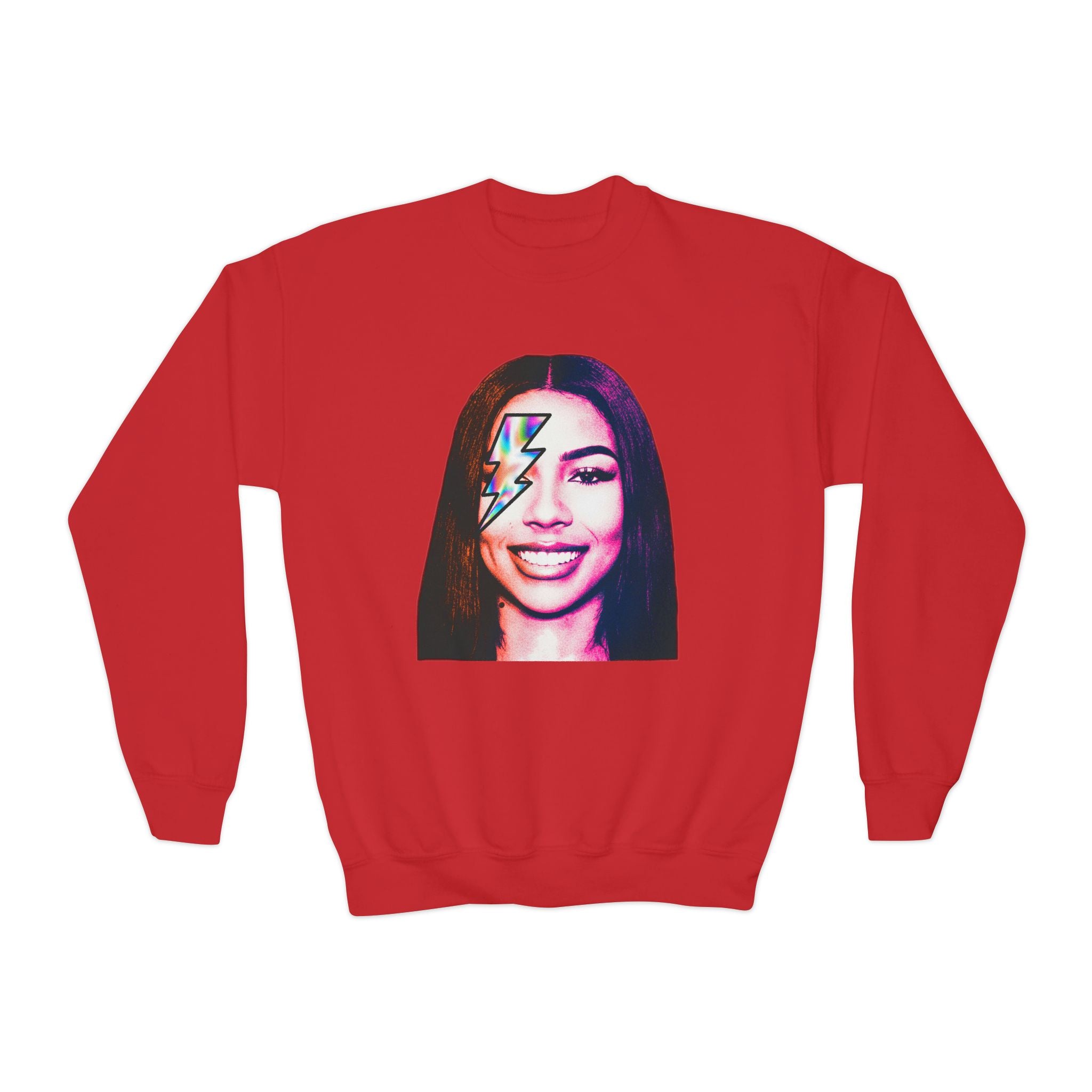 Retro Lightning Face Youth Crewneck Sweatshirt - Pixie Sleeze