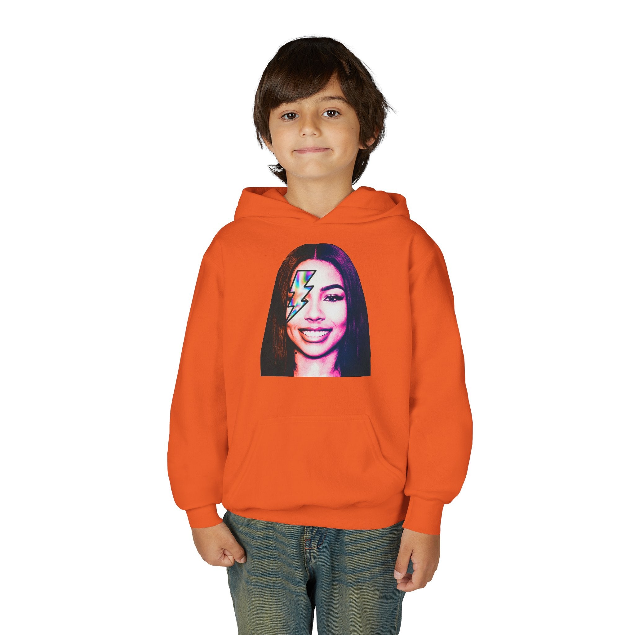 Youth Hoodie – Retro Lightning Face Graphic Pullover - Pixie Sleeze