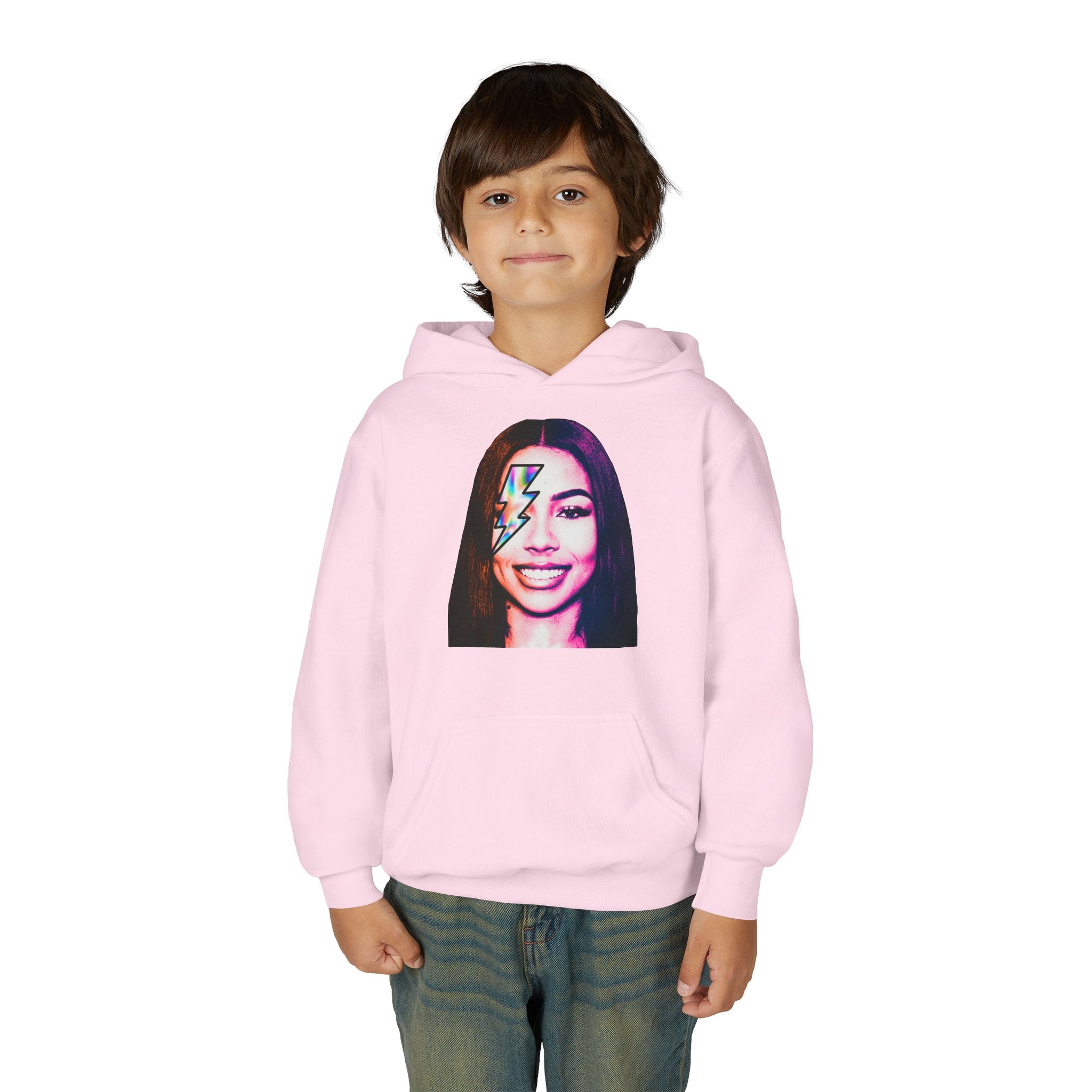 Youth Hoodie – Retro Lightning Face Graphic Pullover - Pixie Sleeze