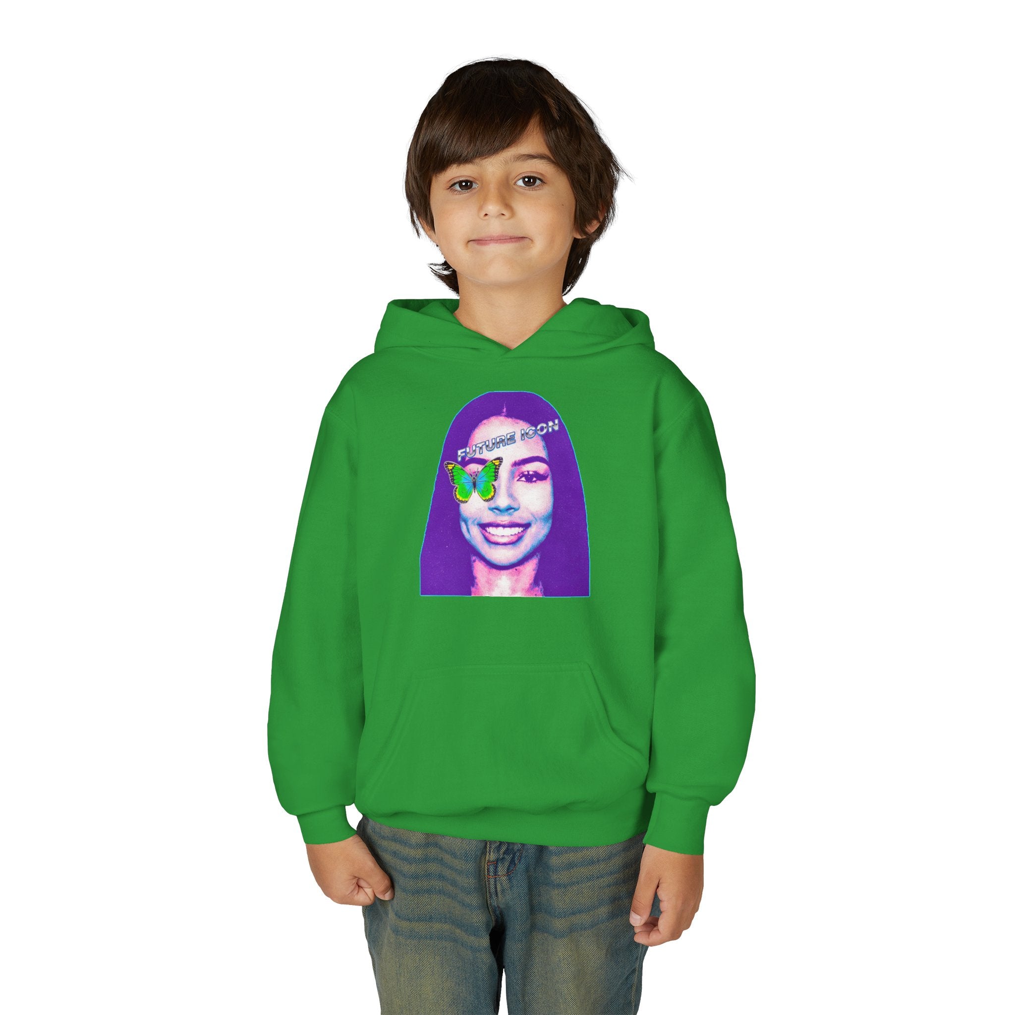 Youth Hoodie — Retro Neon Portrait "Fashion Icon" Graphic - Pixie Sleeze