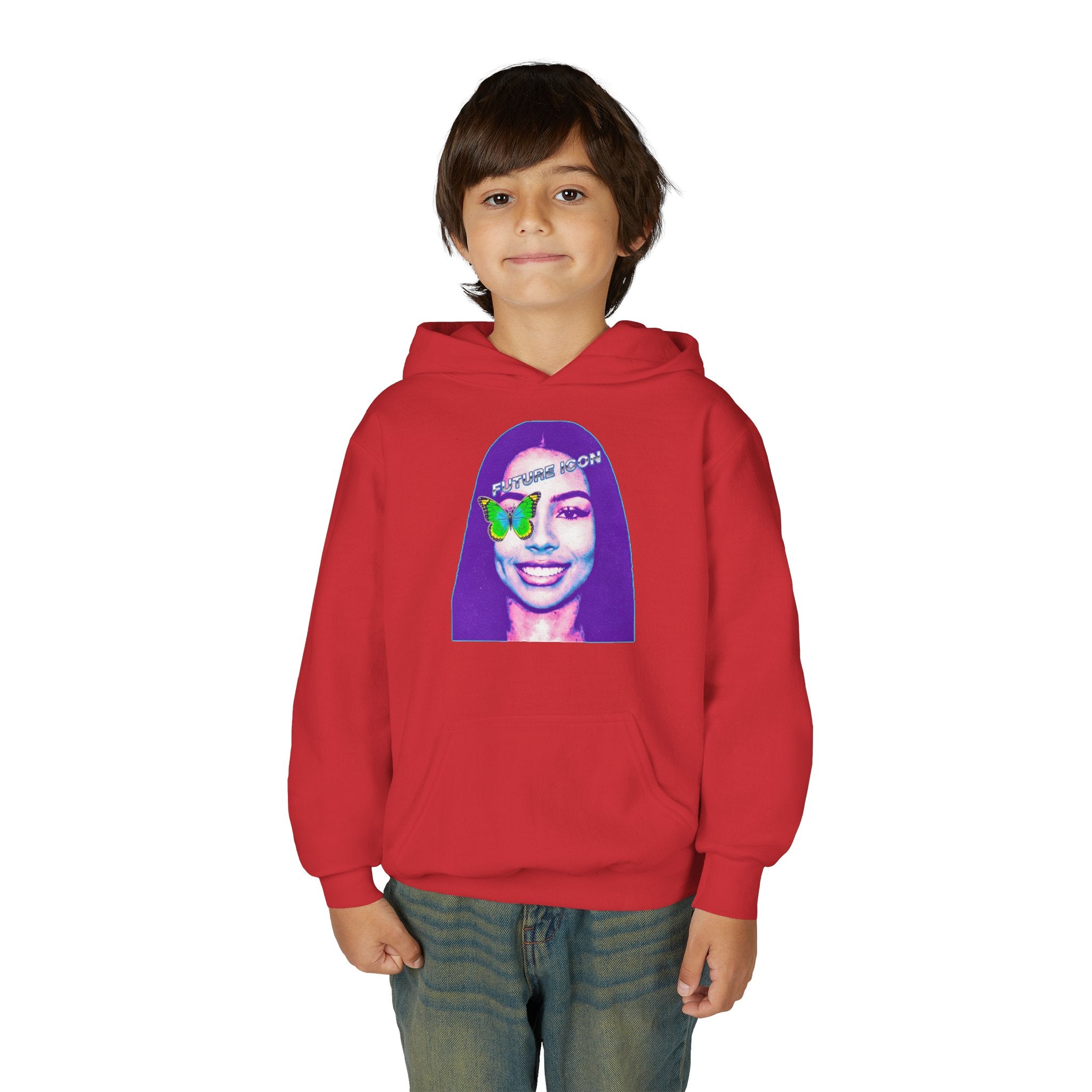 Youth Hoodie — Retro Neon Portrait "Fashion Icon" Graphic - Pixie Sleeze