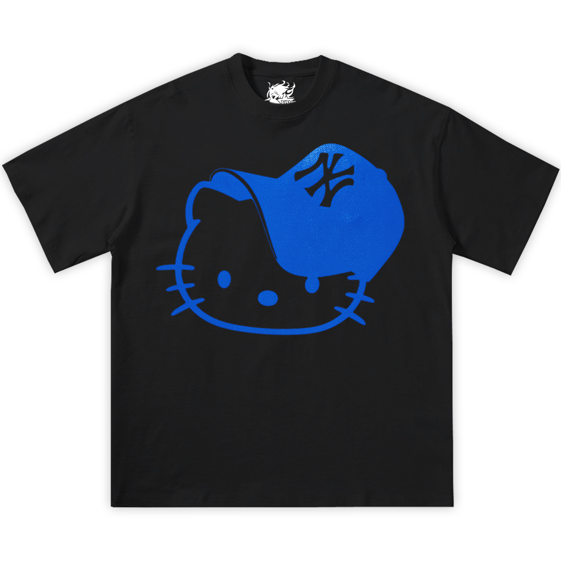 NY HELLO KITTY Boxy Vintage Black Shirt Graphic Tee Streetwear Y2K