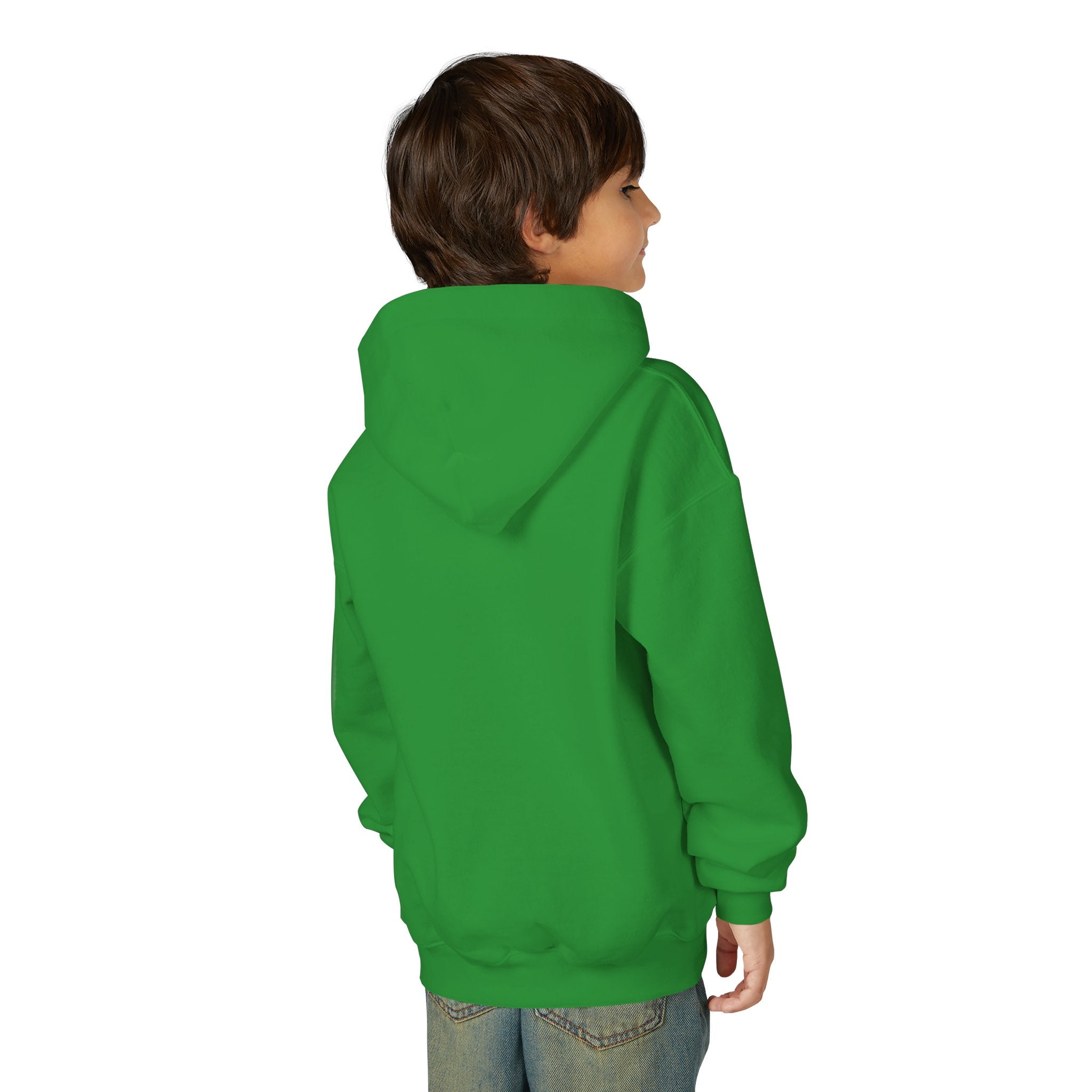 Youth Hoodie — Colorful Portrait Face Graphic with Neon Flame Accent - Pixie Sleeze