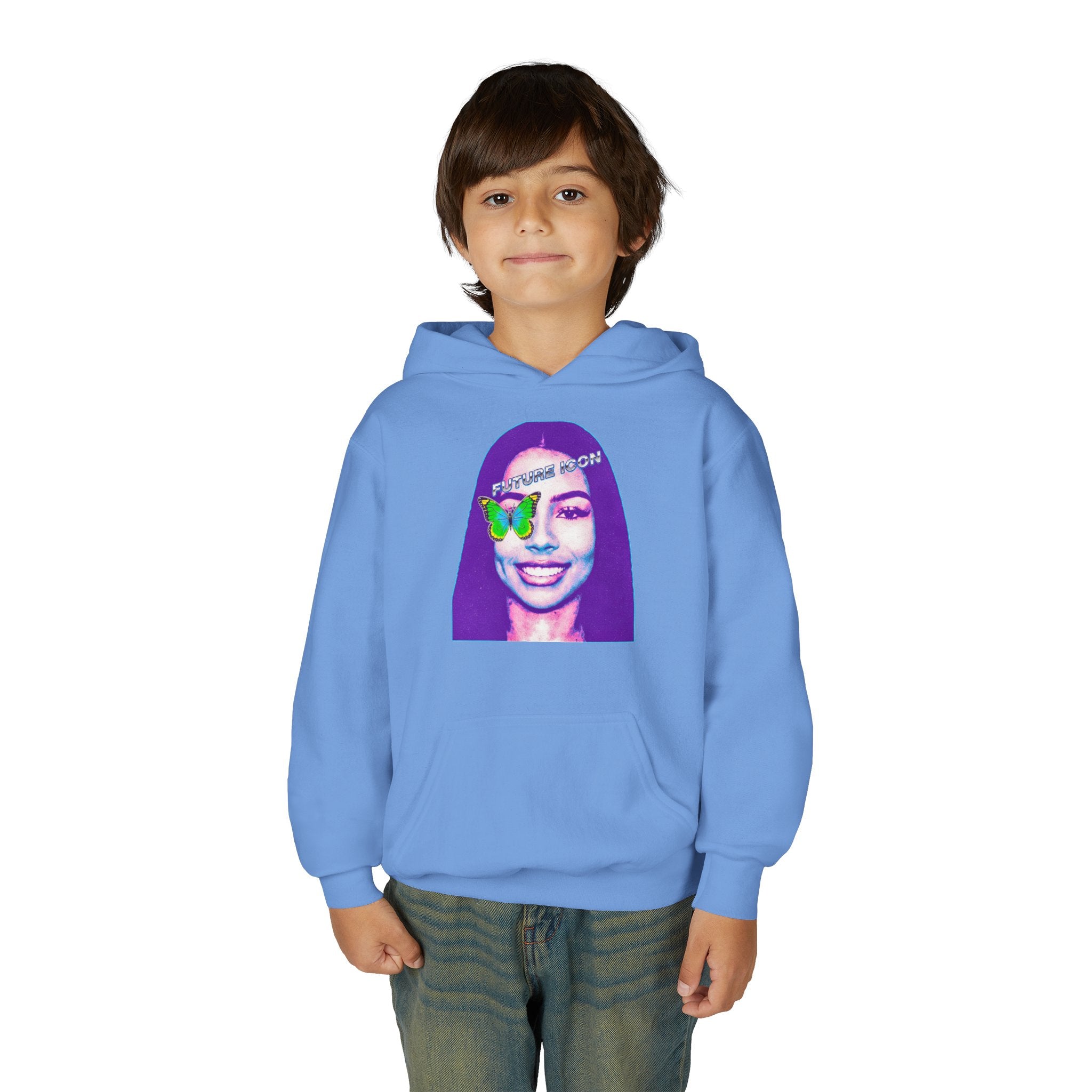 Youth Hoodie — Retro Neon Portrait "Fashion Icon" Graphic - Pixie Sleeze
