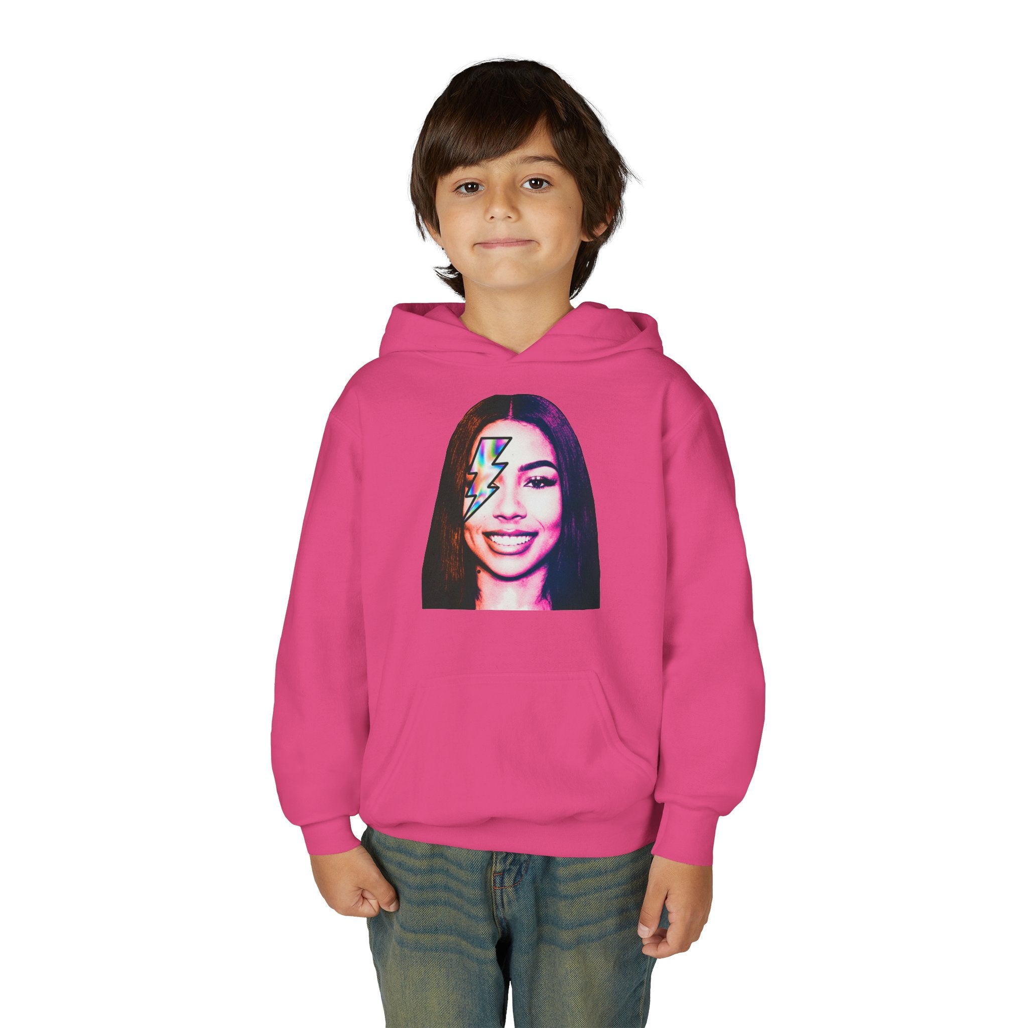Youth Hoodie – Retro Lightning Face Graphic Pullover - Pixie Sleeze