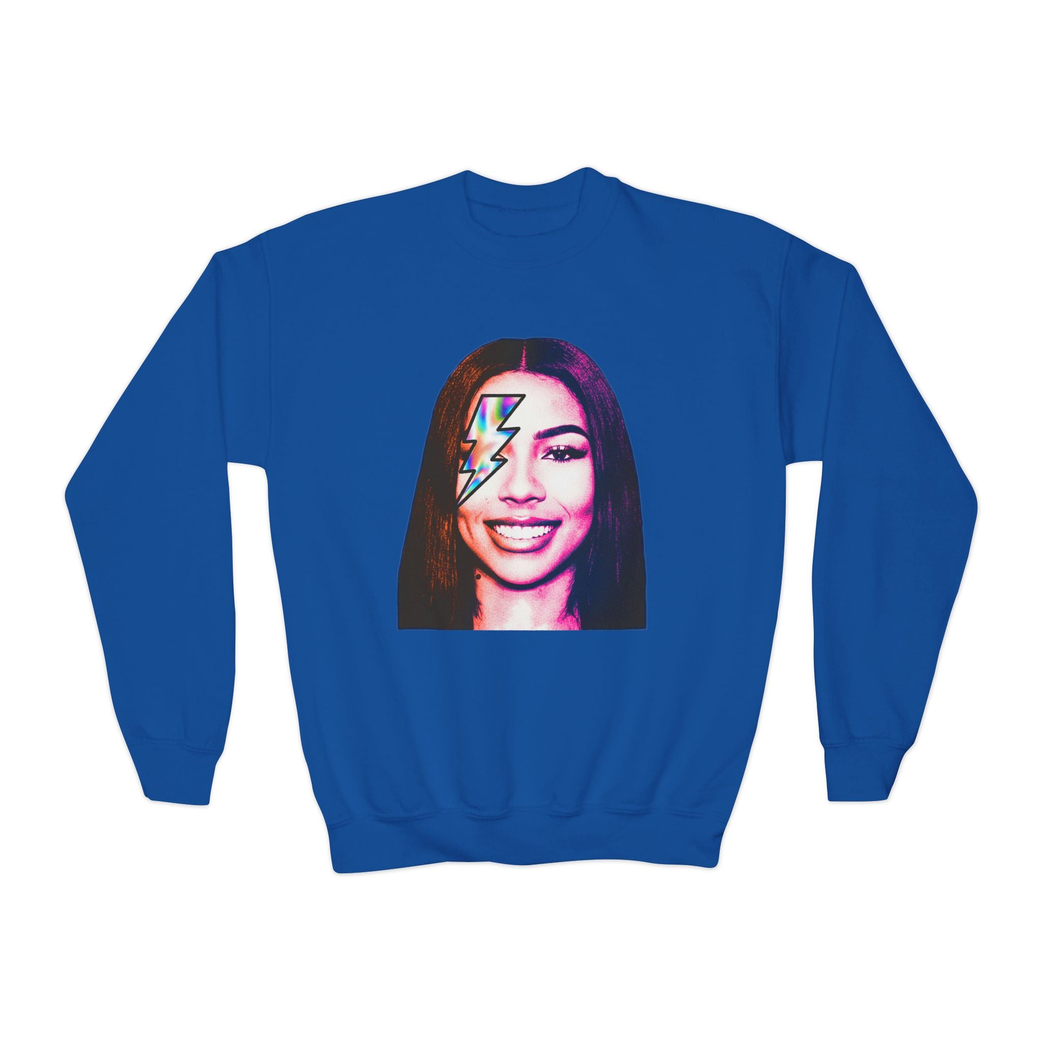 Retro Lightning Face Youth Crewneck Sweatshirt - Pixie Sleeze