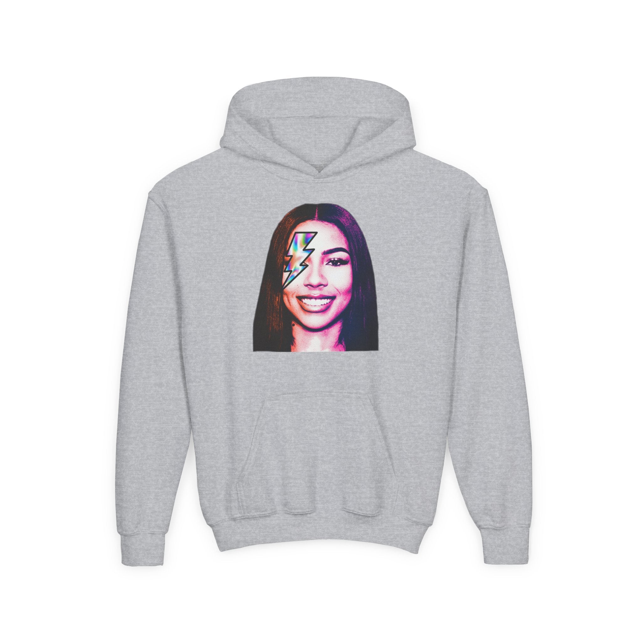 Youth Hoodie – Retro Lightning Face Graphic Pullover - Pixie Sleeze