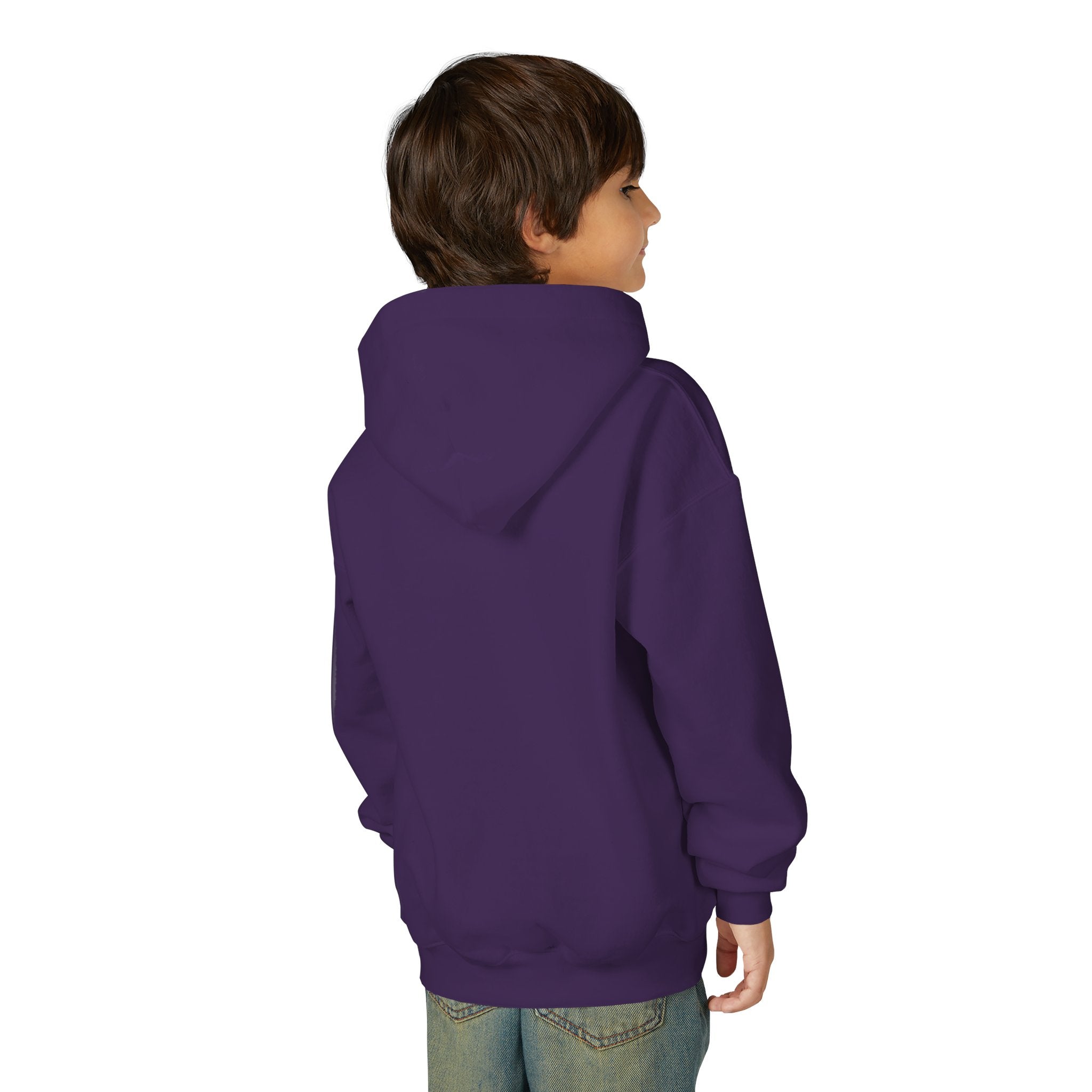 Youth Hoodie — Colorful Portrait Face Graphic with Neon Flame Accent - Pixie Sleeze
