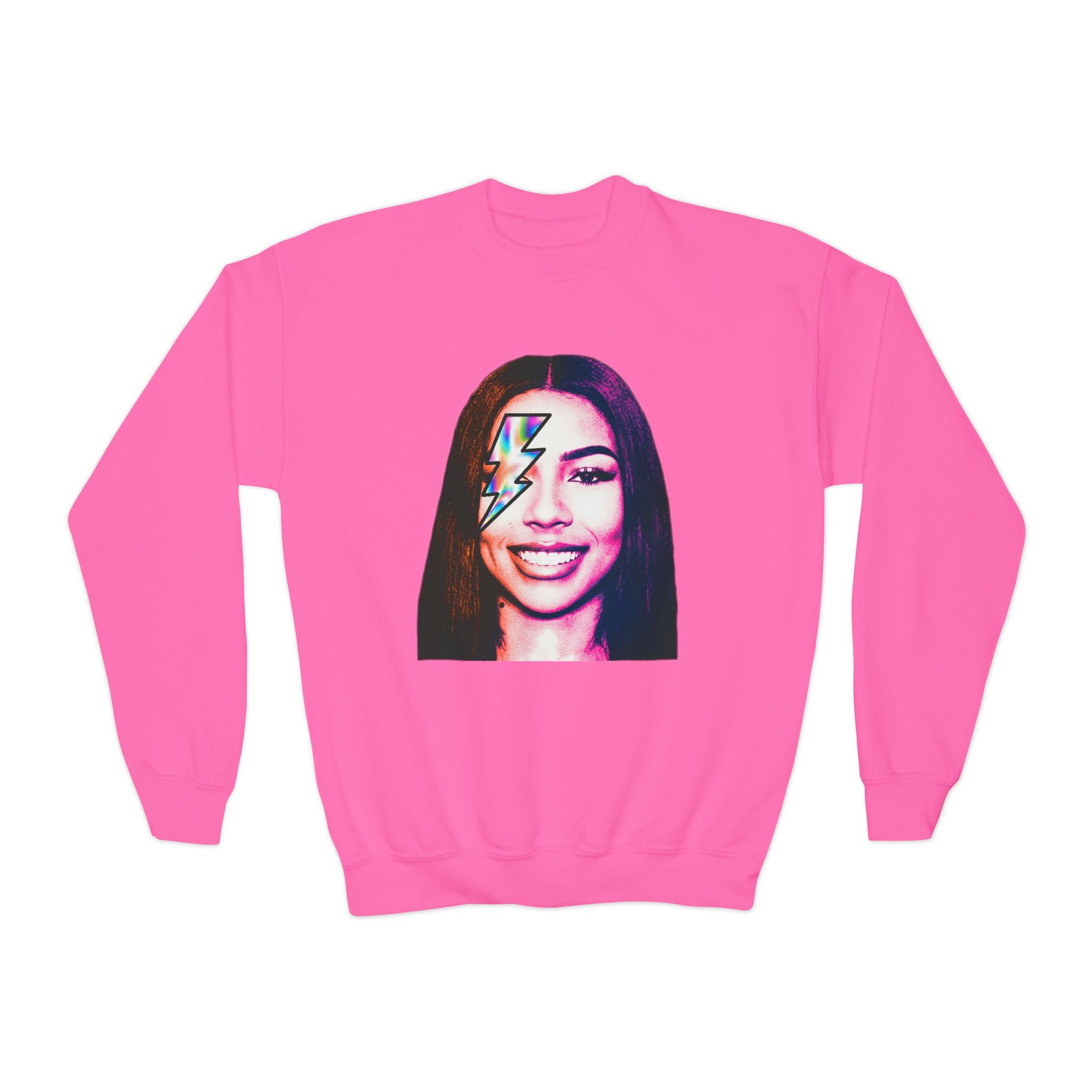 Retro Lightning Face Youth Crewneck Sweatshirt - Pixie Sleeze