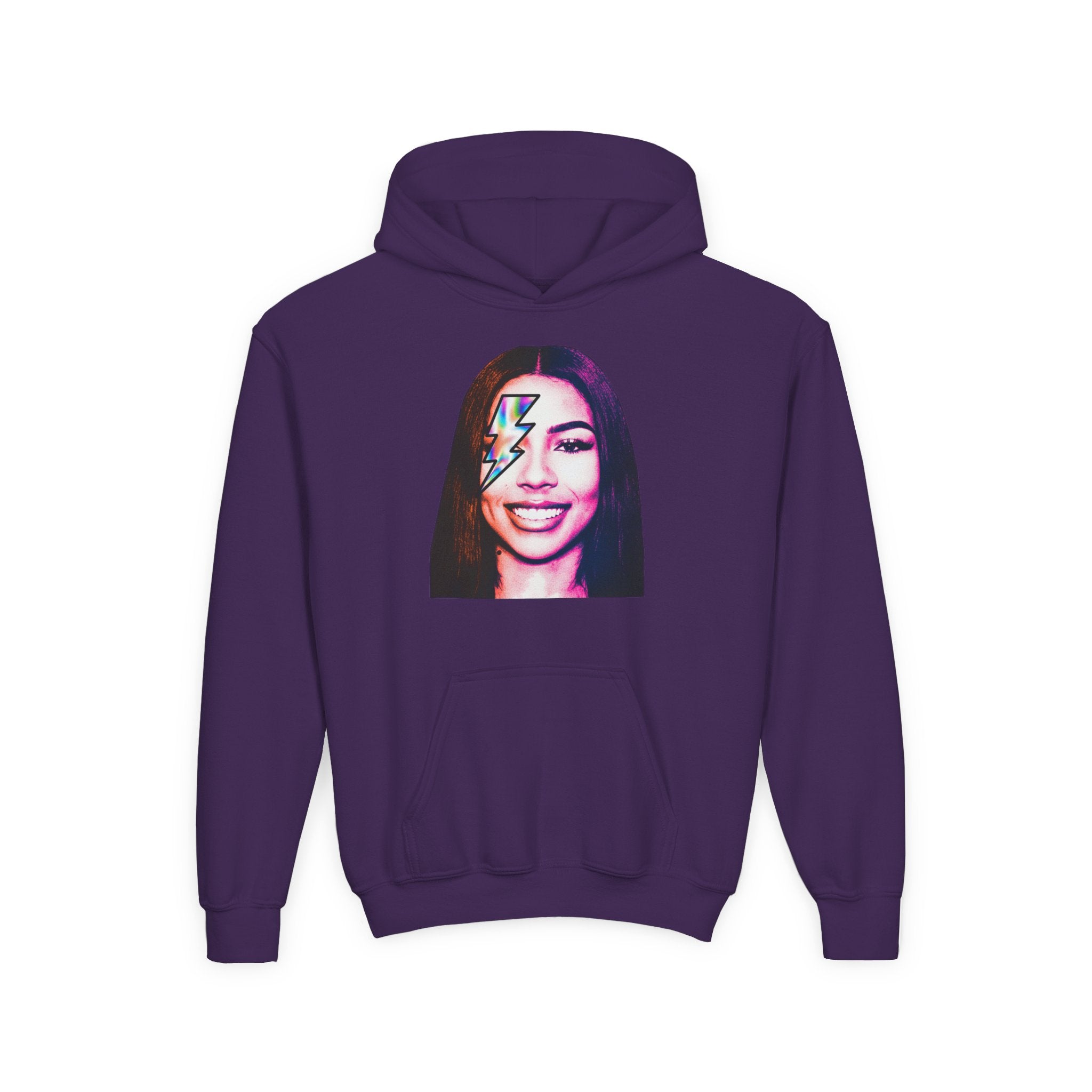 Youth Hoodie – Retro Lightning Face Graphic Pullover - Pixie Sleeze