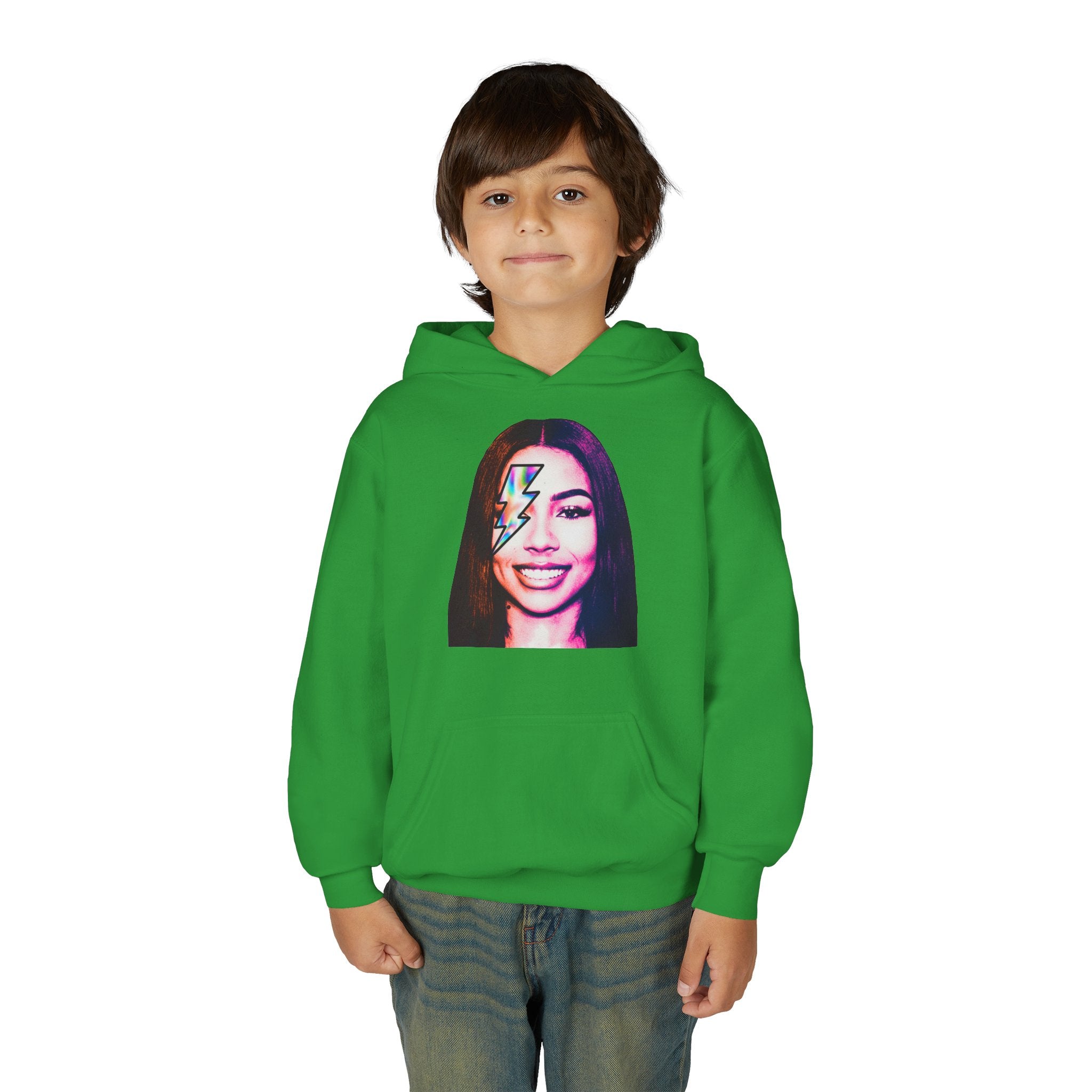 Youth Hoodie – Retro Lightning Face Graphic Pullover - Pixie Sleeze