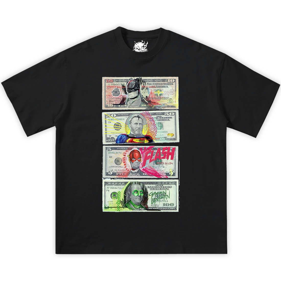 JUSTICE LEAGUE $$$ Boxy Vintage Black Shirt Graphic Tee Streetwear Y2K