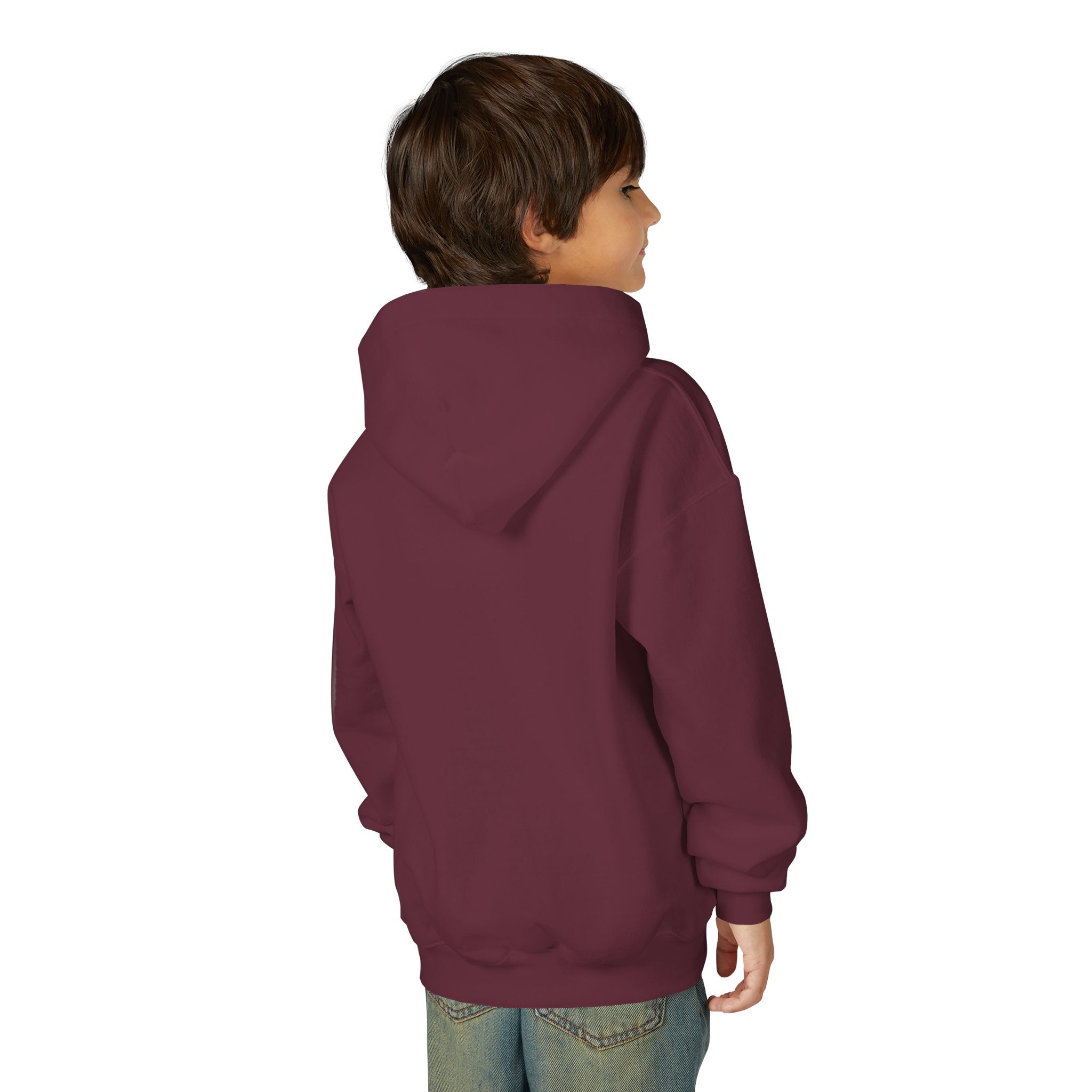 Youth Hoodie — Colorful Portrait Face Graphic with Neon Flame Accent - Pixie Sleeze