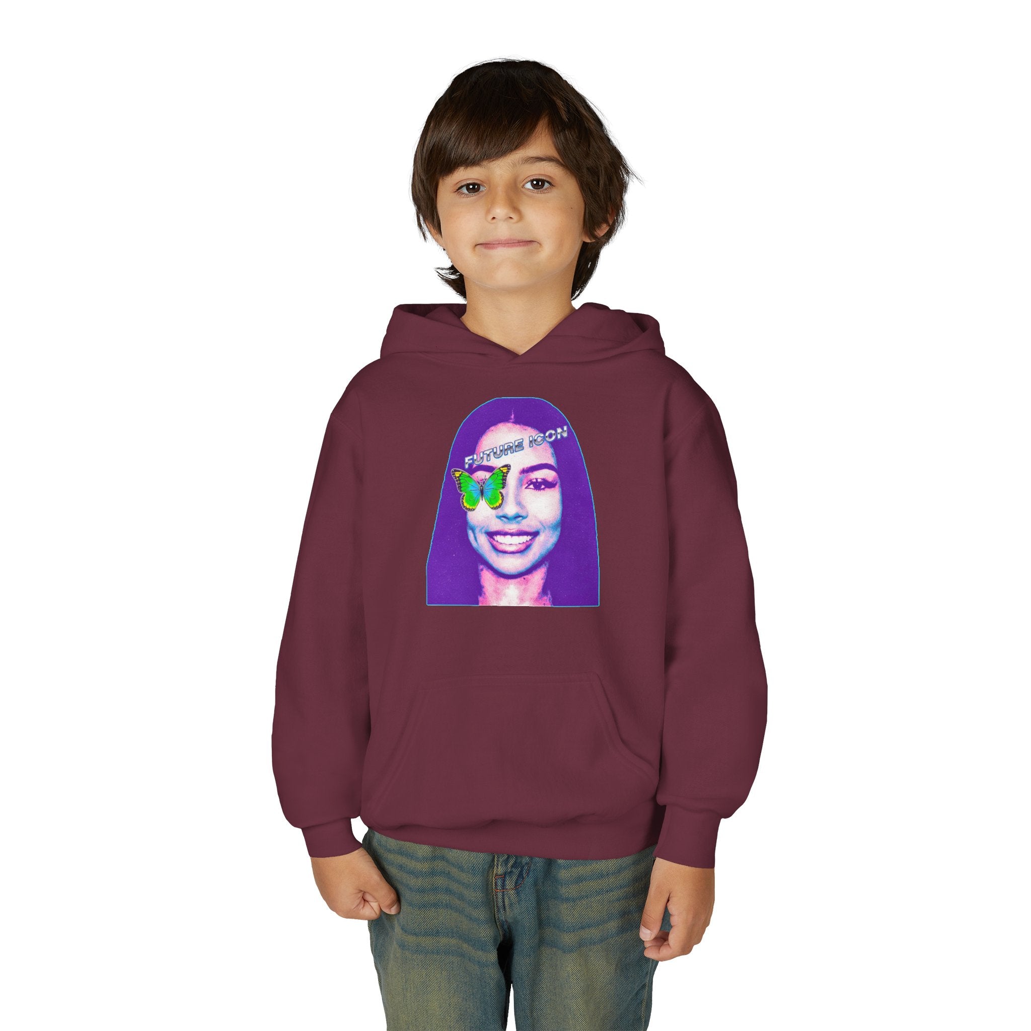 Youth Hoodie — Retro Neon Portrait "Fashion Icon" Graphic - Pixie Sleeze