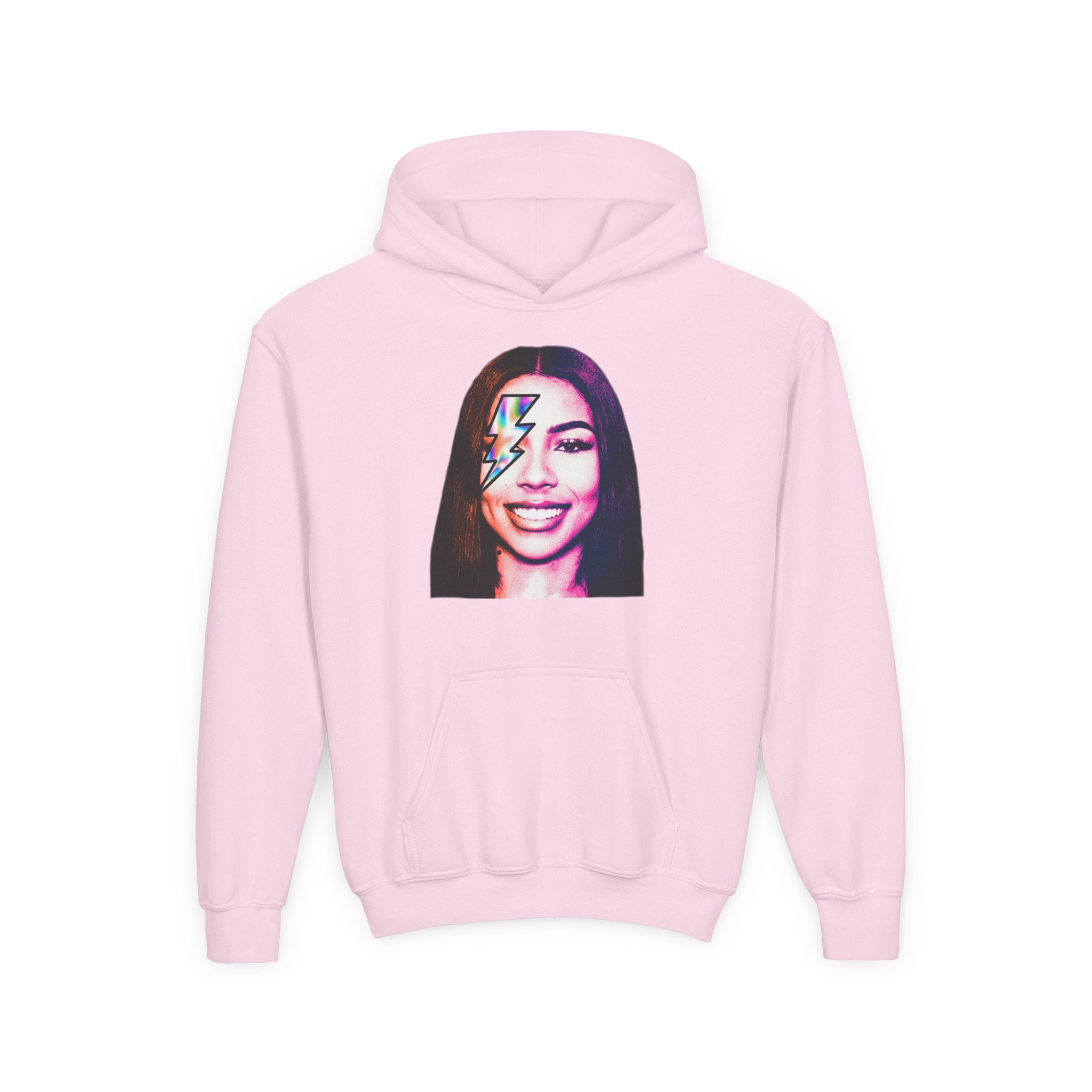 Youth Hoodie – Retro Lightning Face Graphic Pullover - Pixie Sleeze