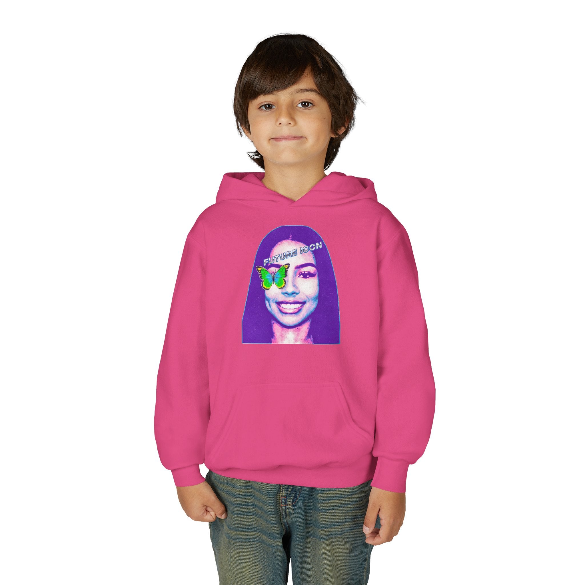 Youth Hoodie — Retro Neon Portrait "Fashion Icon" Graphic - Pixie Sleeze