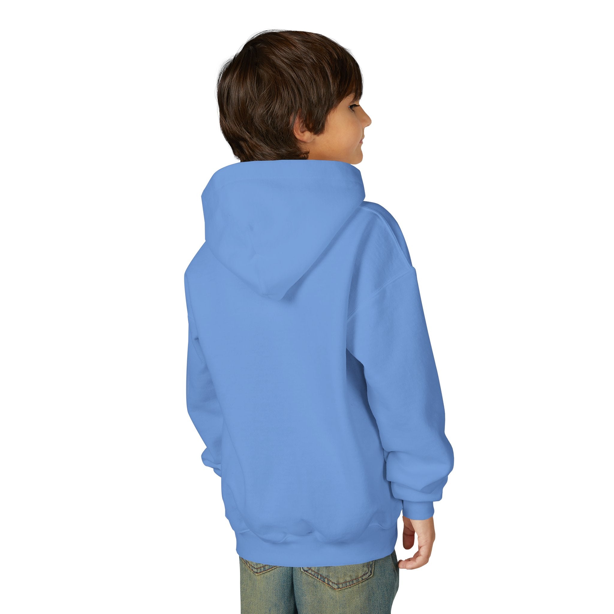Youth Hoodie — Colorful Portrait Face Graphic with Neon Flame Accent - Pixie Sleeze
