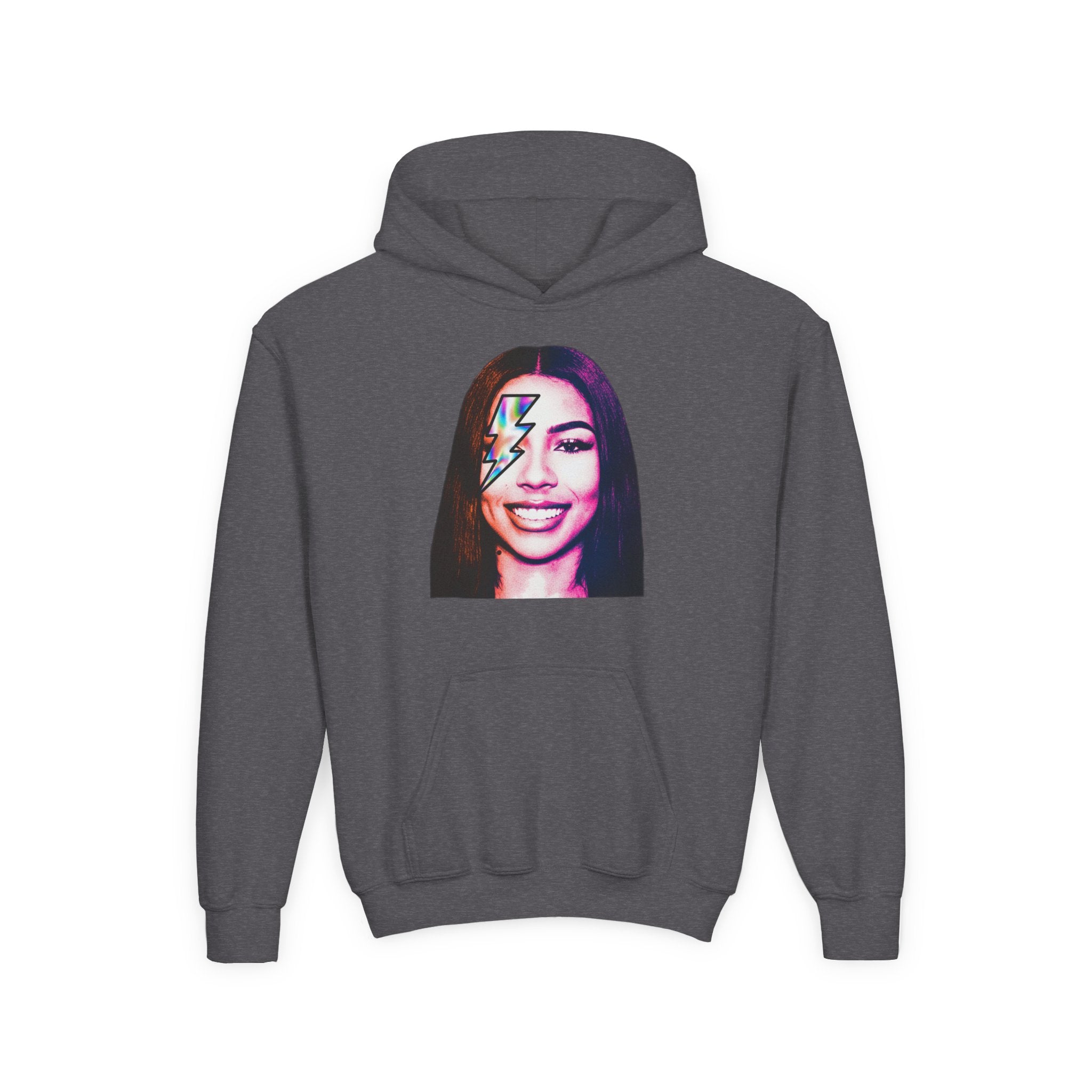 Youth Hoodie – Retro Lightning Face Graphic Pullover - Pixie Sleeze