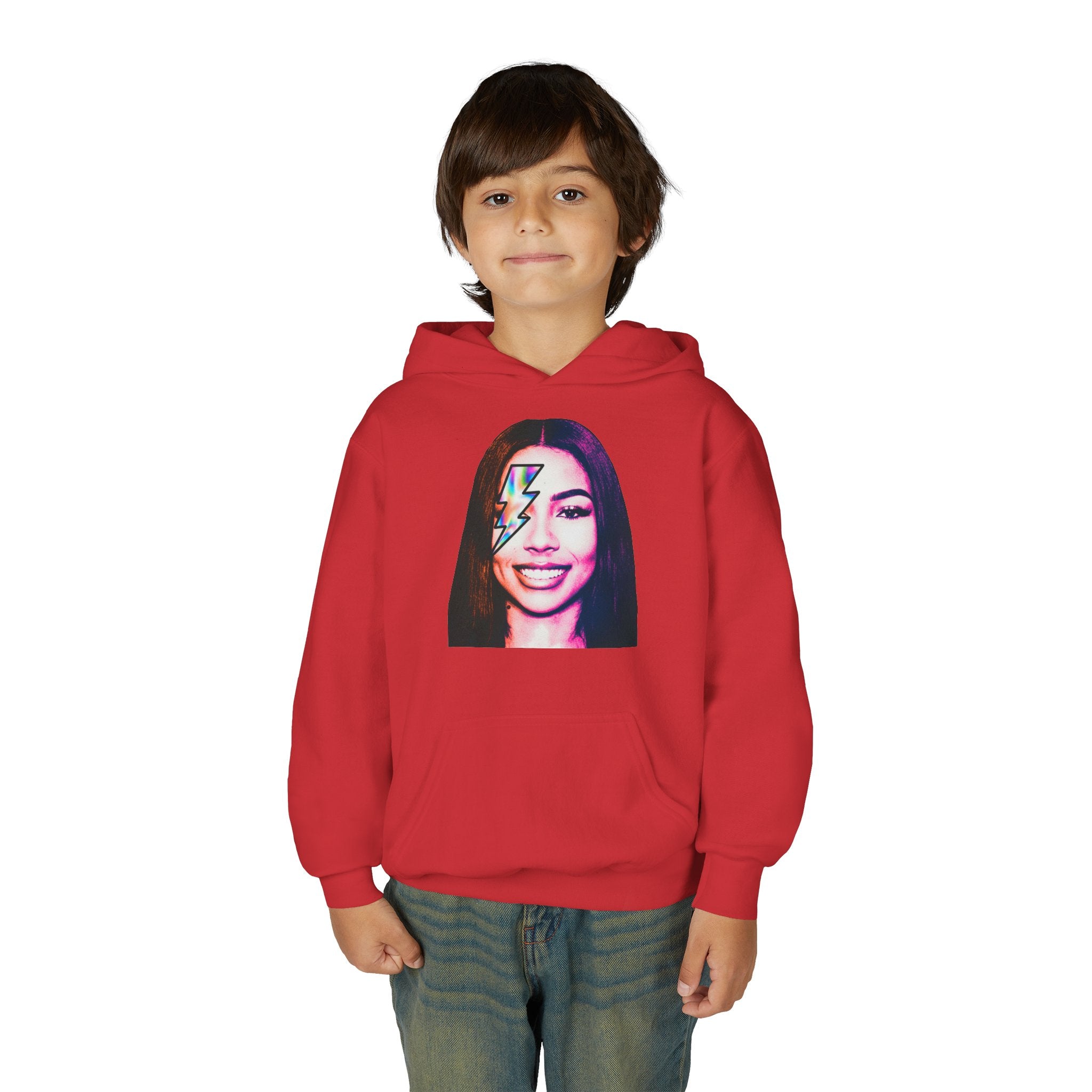 Youth Hoodie – Retro Lightning Face Graphic Pullover - Pixie Sleeze
