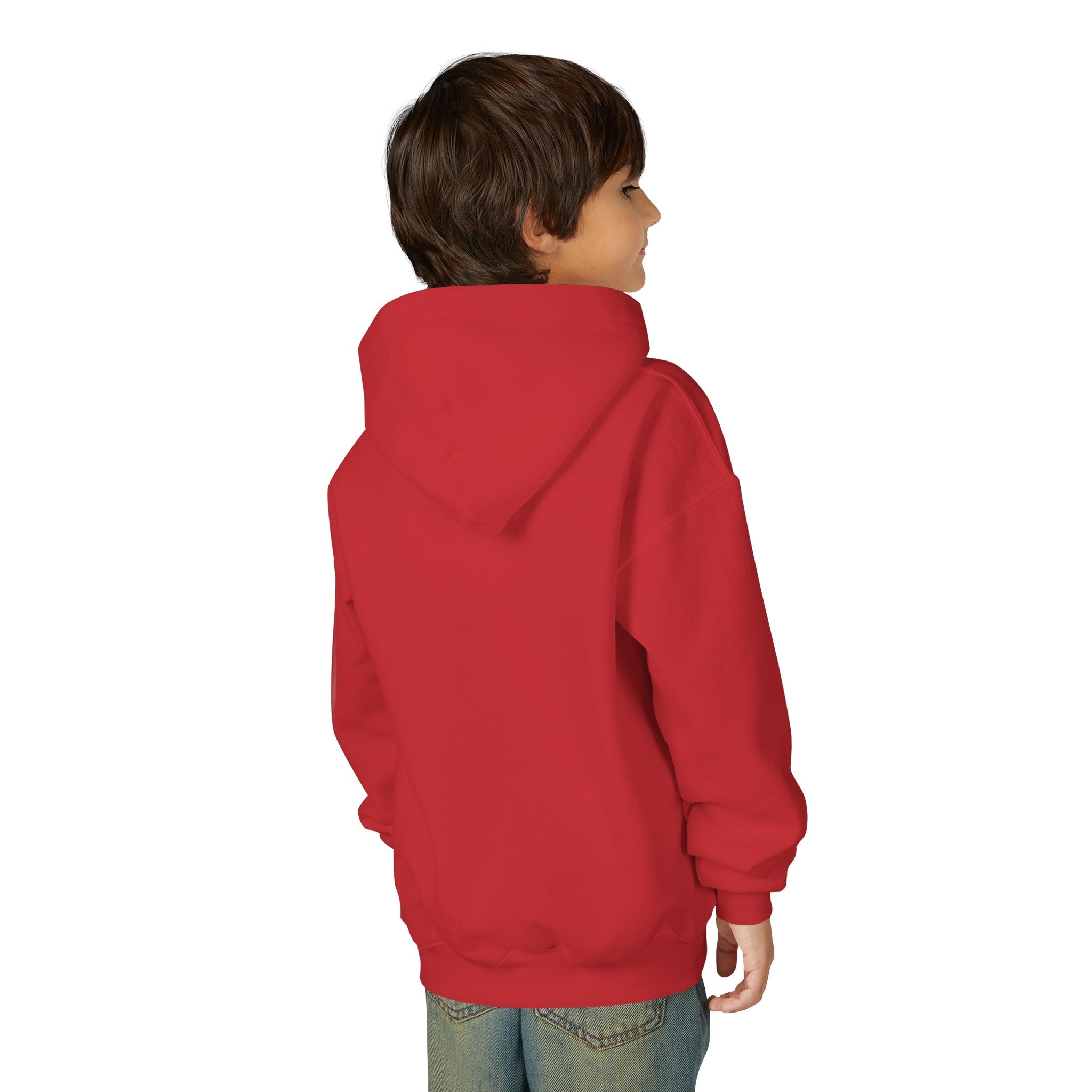 Youth Hoodie — Colorful Portrait Face Graphic with Neon Flame Accent - Pixie Sleeze