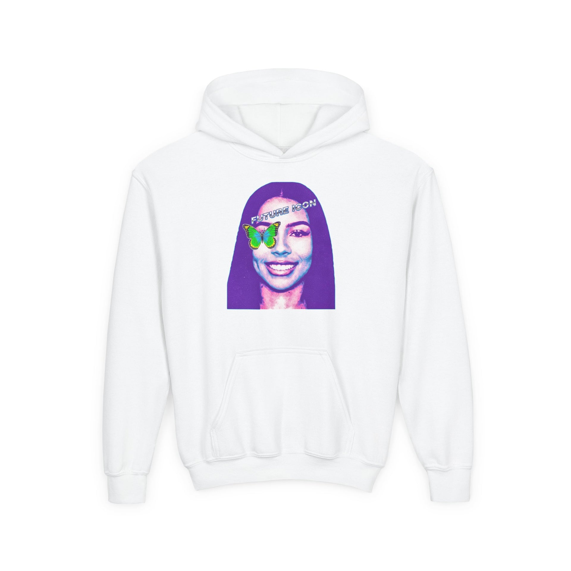 Youth Hoodie — Retro Neon Portrait "Fashion Icon" Graphic - Pixie Sleeze