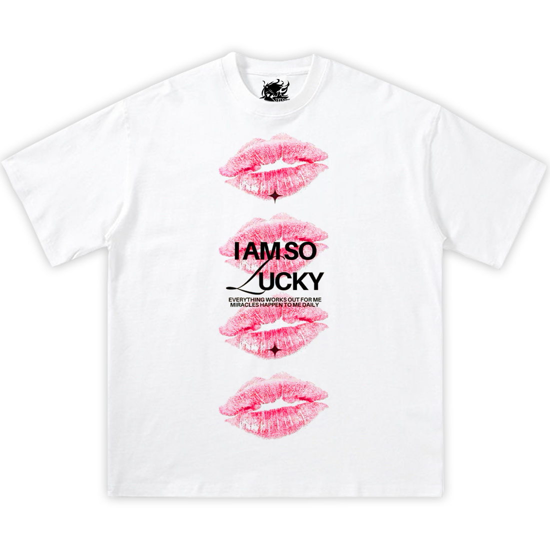 IM SO LUCKY Boxy Vintage Shirt Graphic Tee Streetwear Y2K