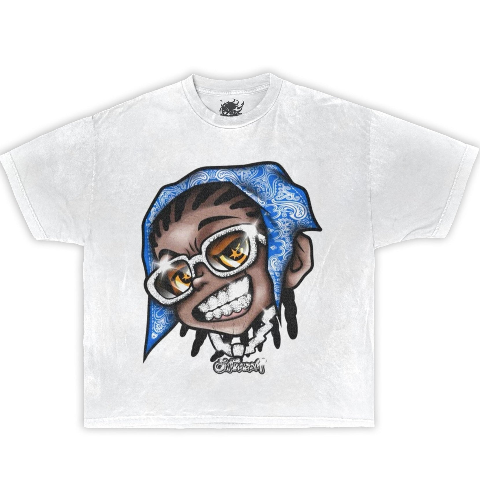 HOOD AURA Boxy Vintage Shirt Graphic Tee Streetwear Y2K