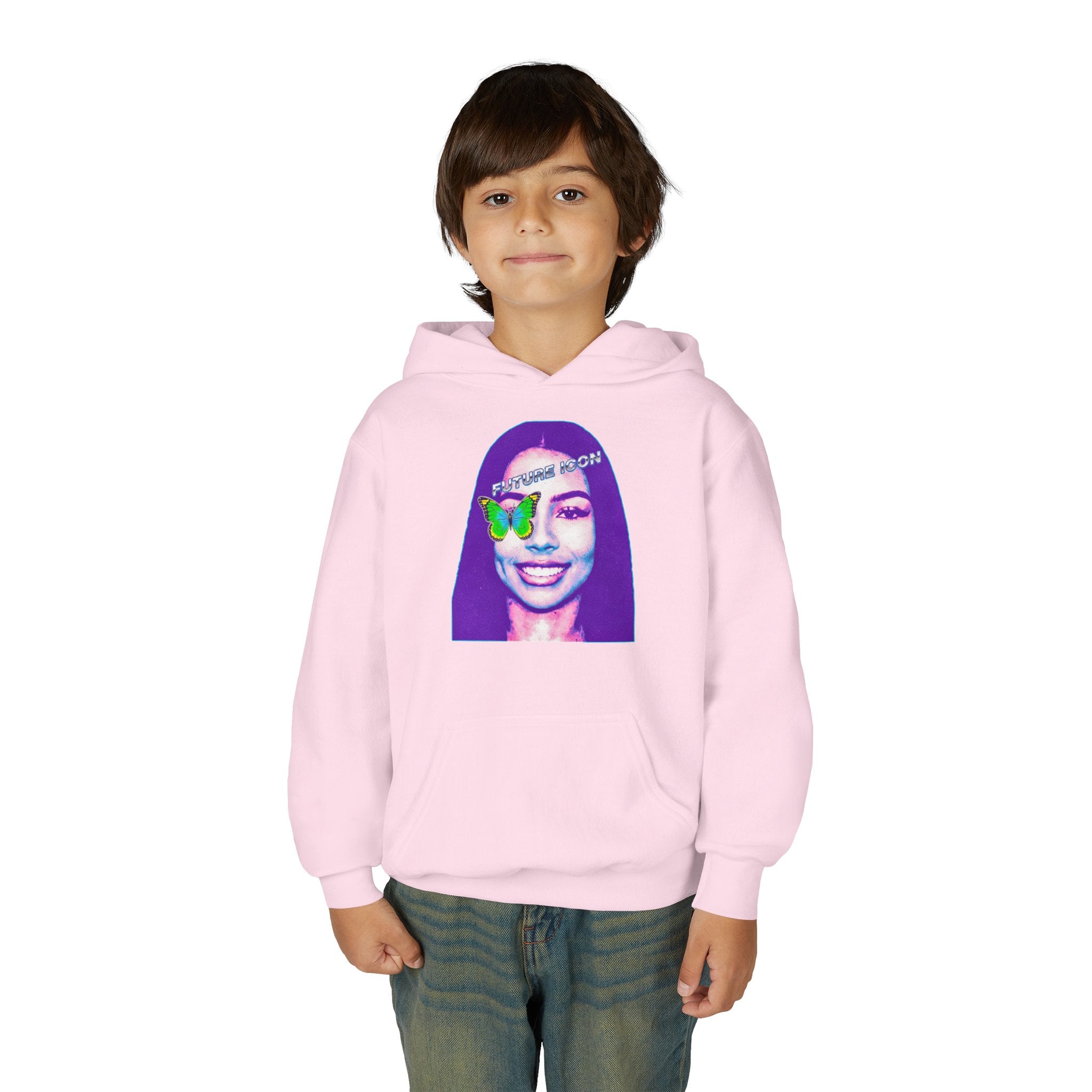 Youth Hoodie — Retro Neon Portrait "Fashion Icon" Graphic - Pixie Sleeze