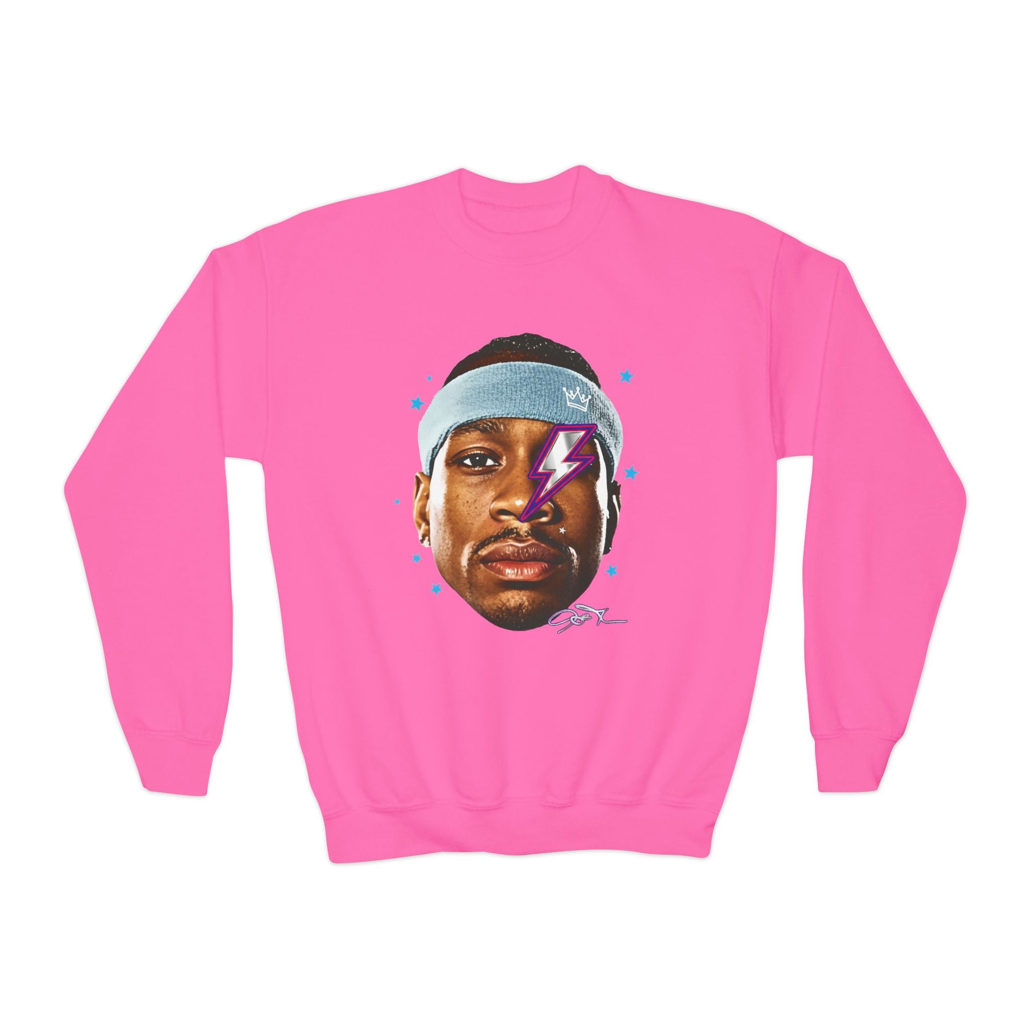 Youth Sweatshirt — Retro Lightning Face Graphic Crewneck - Pixie Sleeze