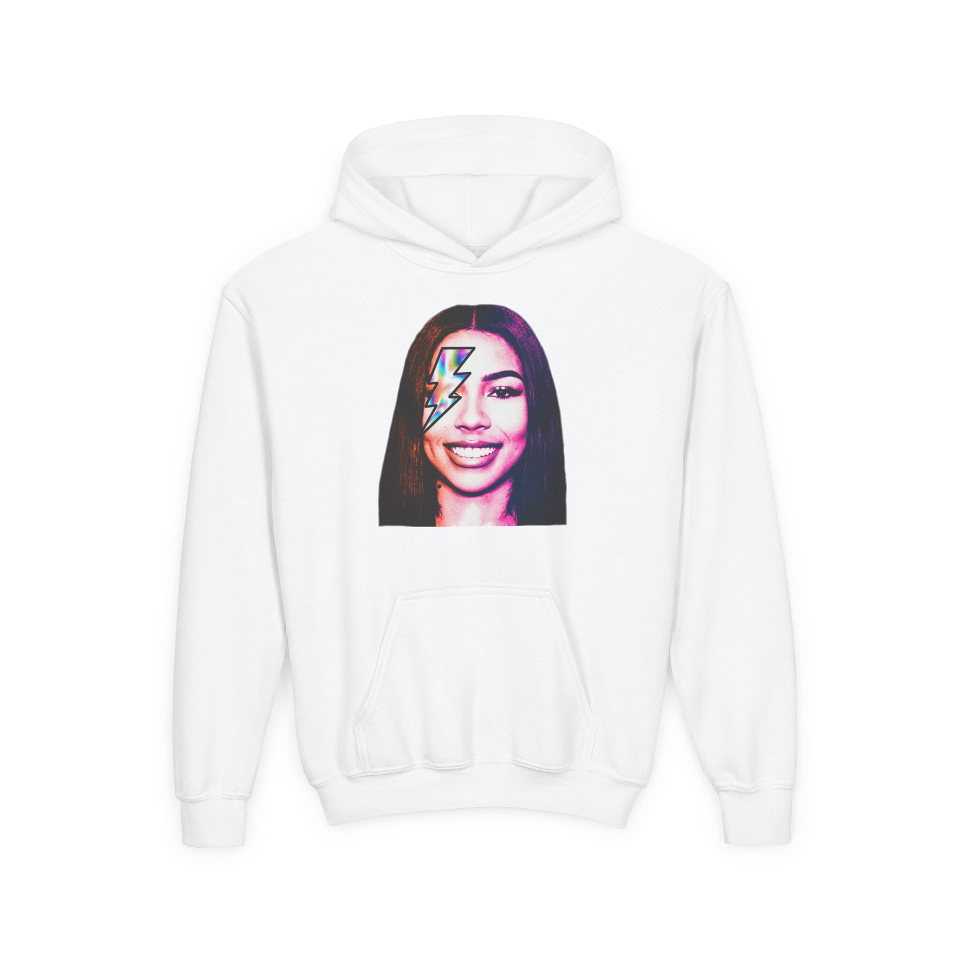 Youth Hoodie – Retro Lightning Face Graphic Pullover - Pixie Sleeze