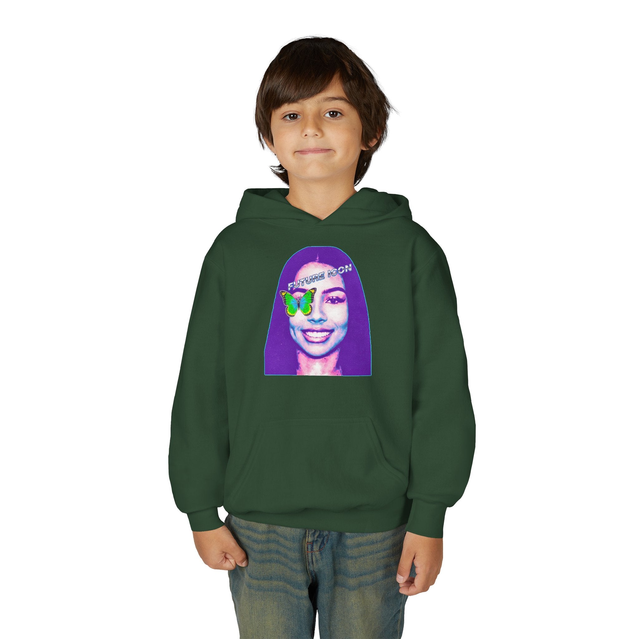 Youth Hoodie — Retro Neon Portrait "Fashion Icon" Graphic - Pixie Sleeze