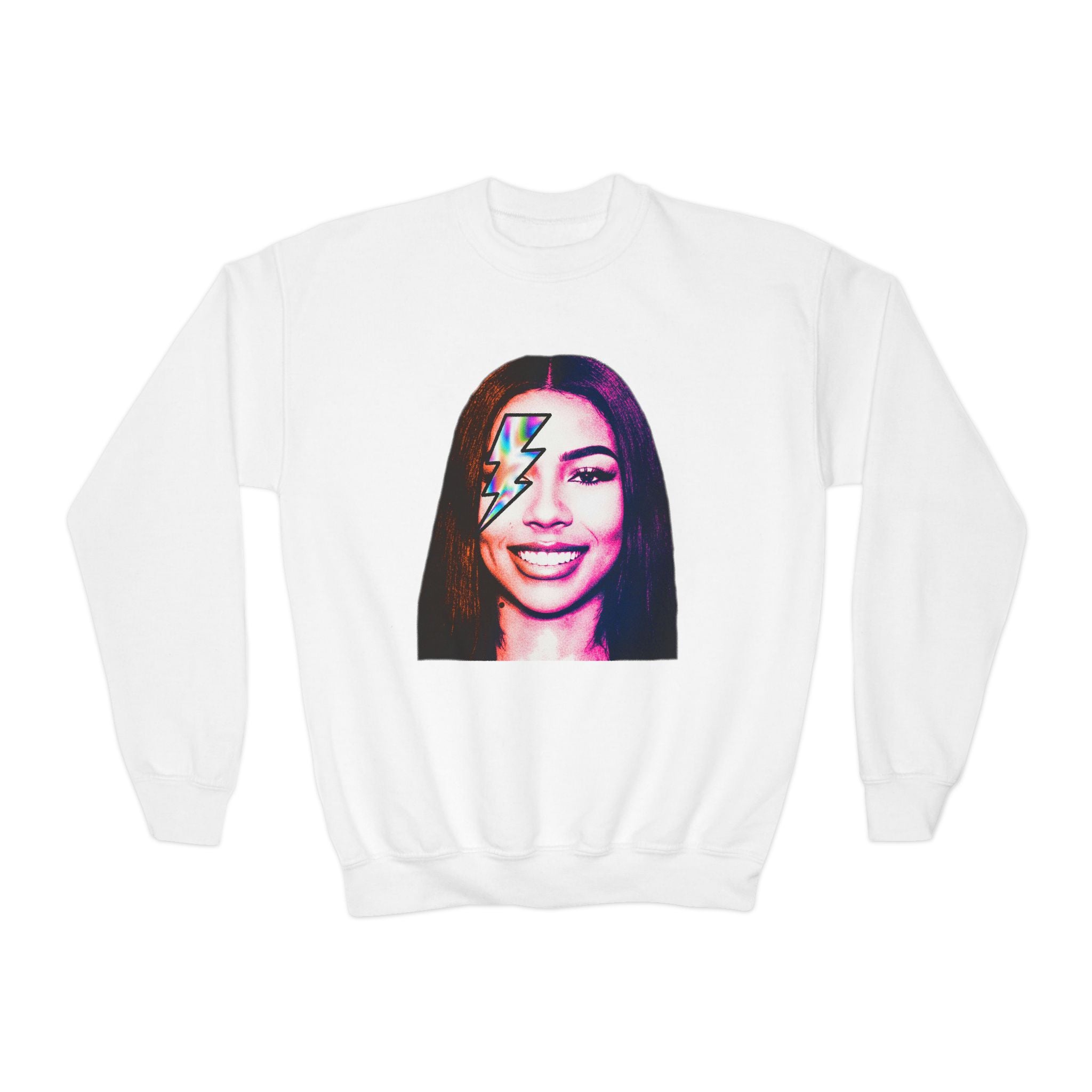 Retro Lightning Face Youth Crewneck Sweatshirt - Pixie Sleeze