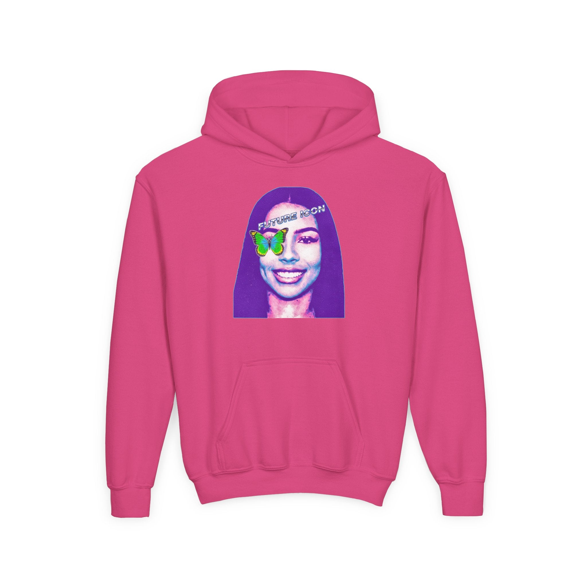 Youth Hoodie — Retro Neon Portrait "Fashion Icon" Graphic - Pixie Sleeze