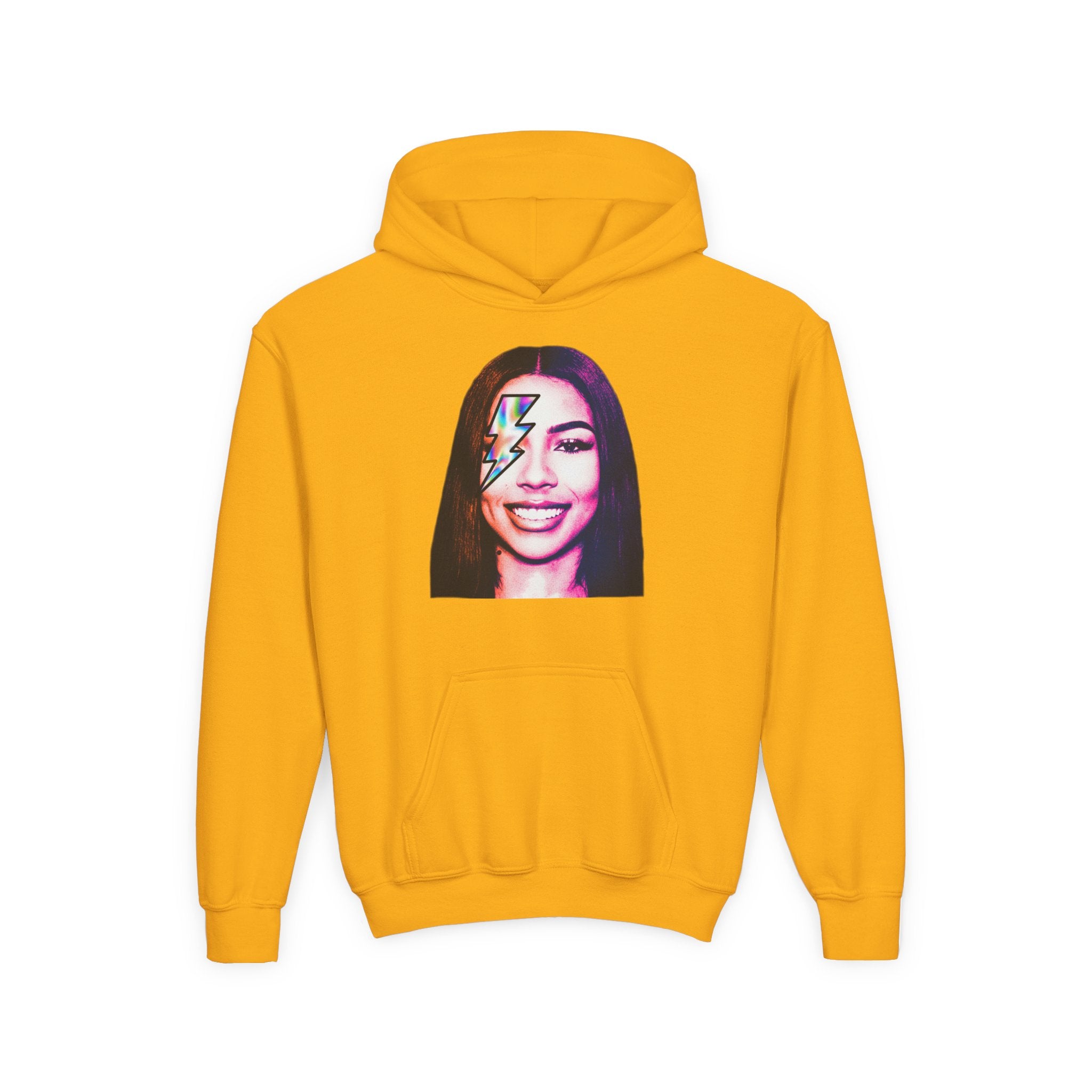 Youth Hoodie – Retro Lightning Face Graphic Pullover - Pixie Sleeze
