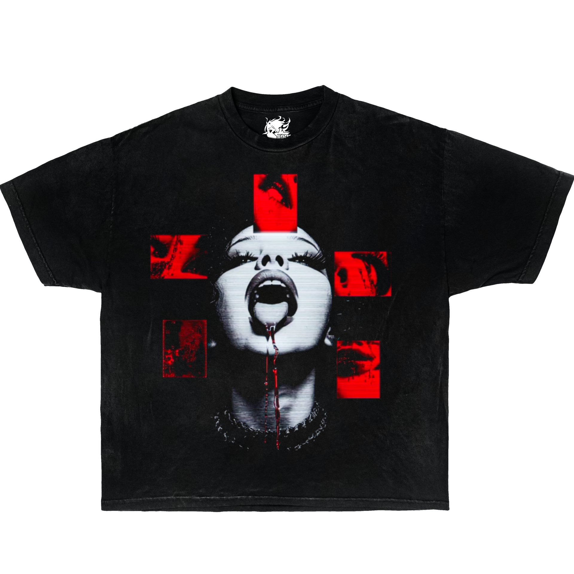 DIGITAL BLOOD Vintage Boxy Shirt Graphic Tees Streetwear Y2K Washed Tshirt Oversized