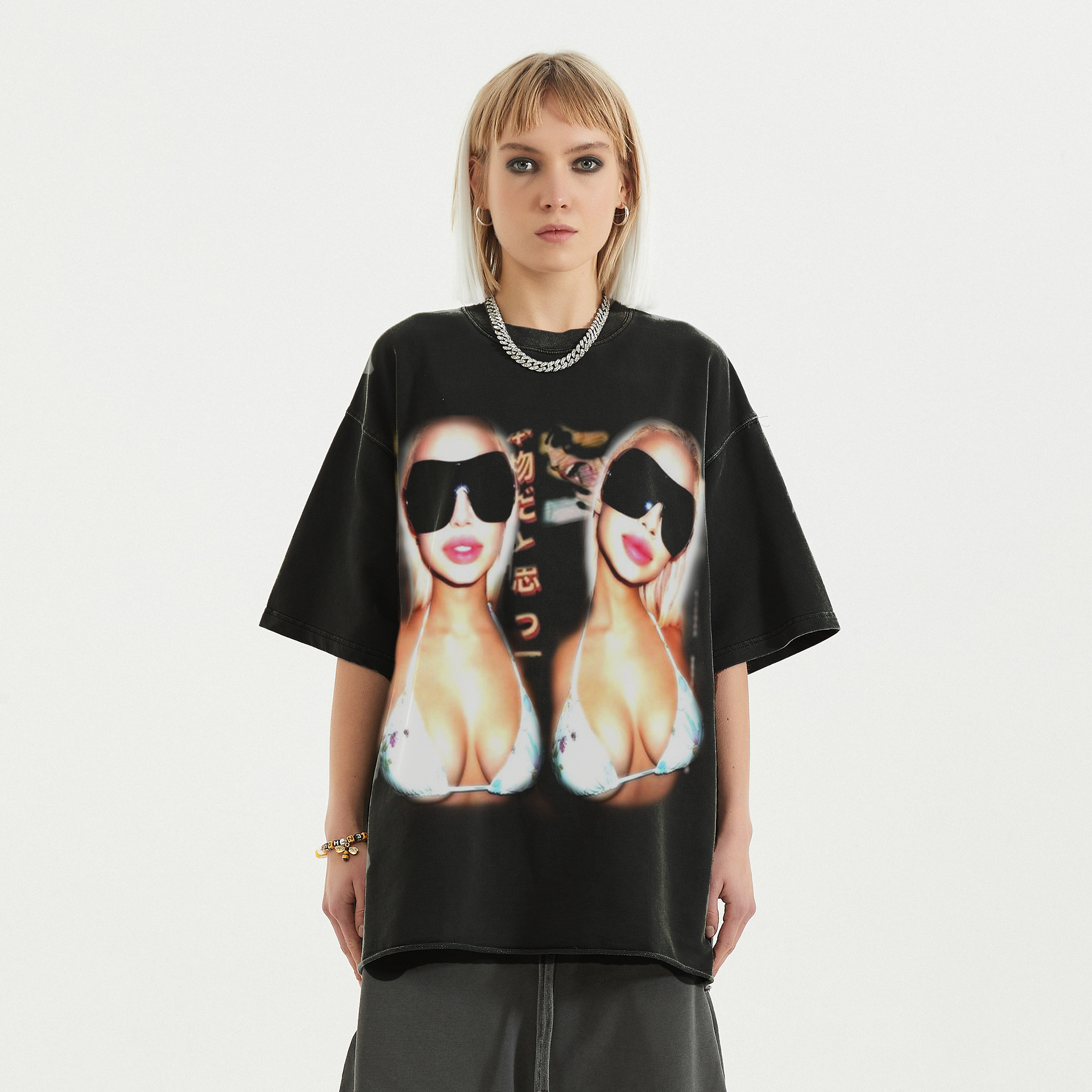 TWIN 'N EM GLOW TEE Boxy Vintage Shirt Graphic Tee Streetwear Y2K