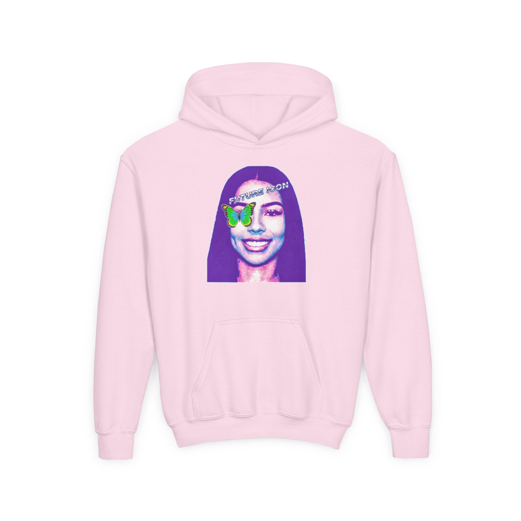 Youth Hoodie — Retro Neon Portrait "Fashion Icon" Graphic - Pixie Sleeze