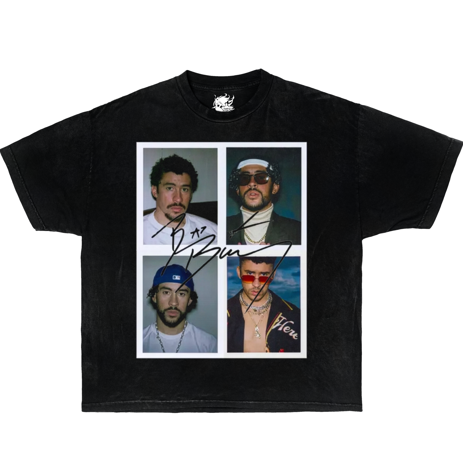 BAD BUNNY Vintage Boxy Shirt Graphic Tees Streetwear Y2K Washed Tshirt Oversized