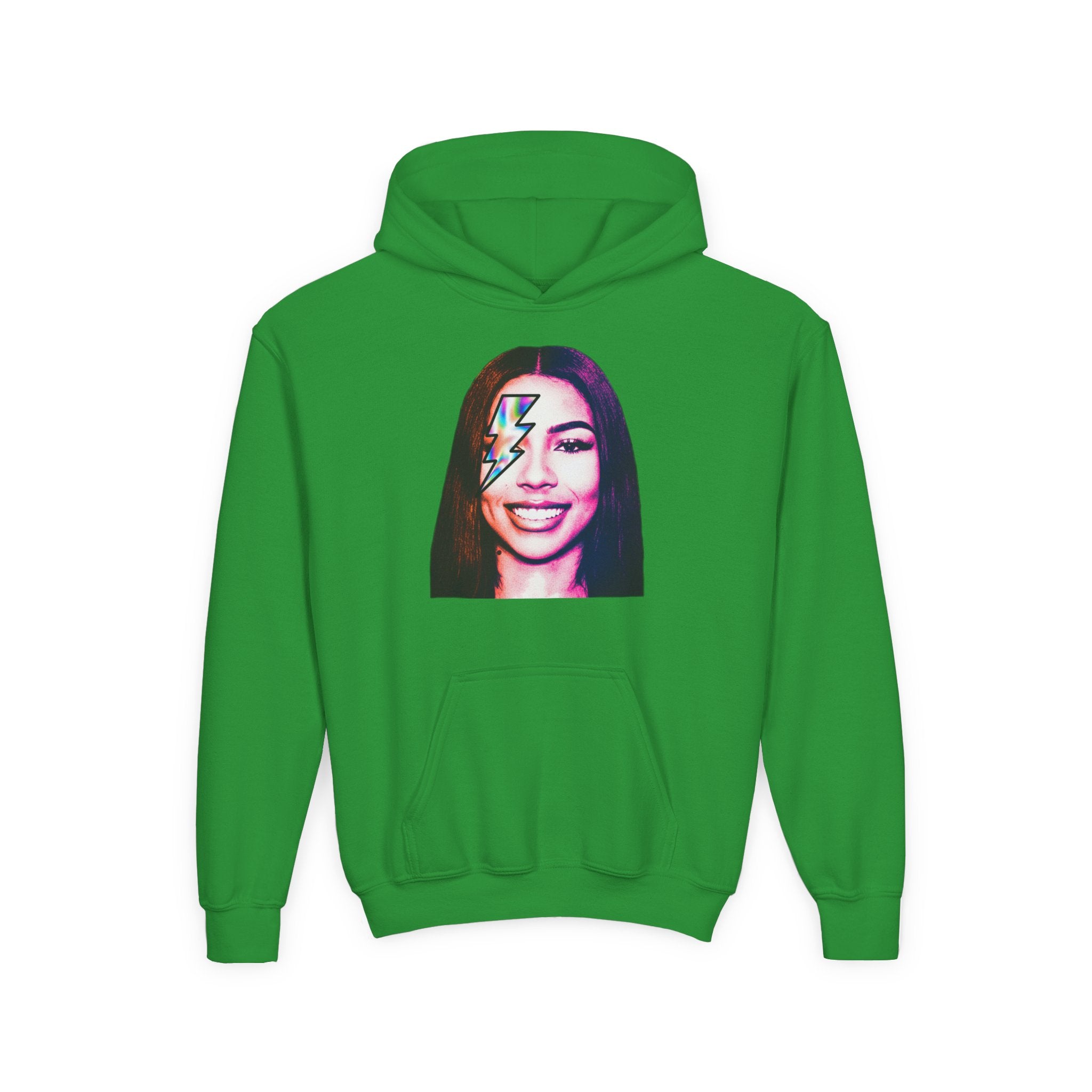 Youth Hoodie – Retro Lightning Face Graphic Pullover - Pixie Sleeze