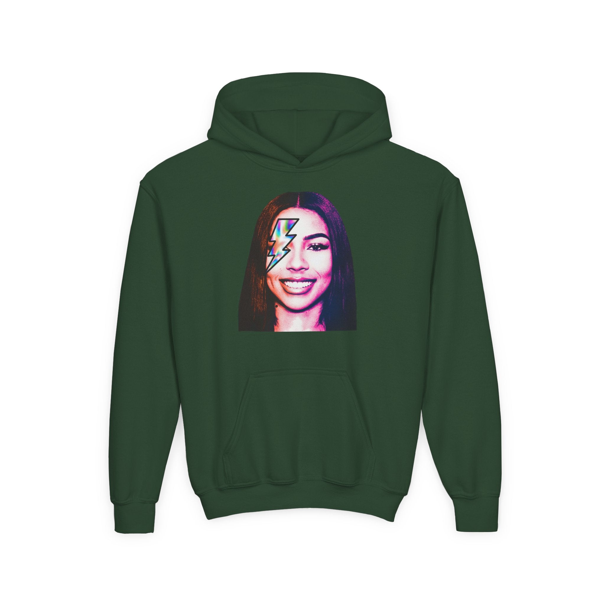 Youth Hoodie – Retro Lightning Face Graphic Pullover - Pixie Sleeze