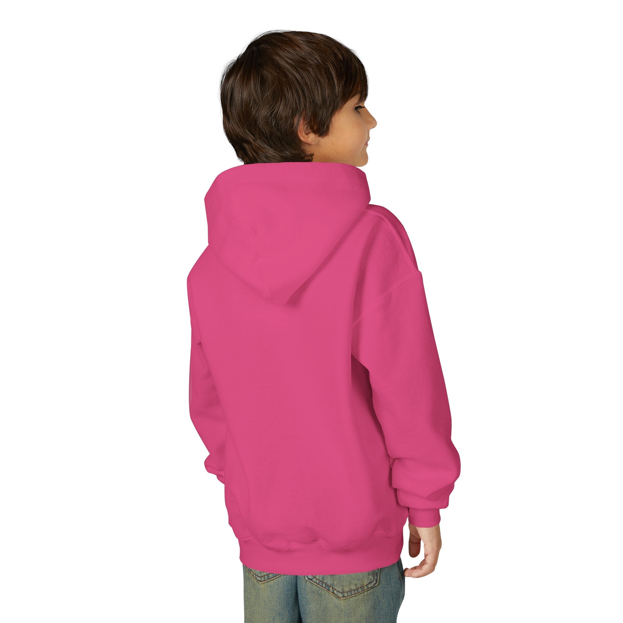 Youth Hoodie — Colorful Portrait Face Graphic with Neon Flame Accent - Pixie Sleeze