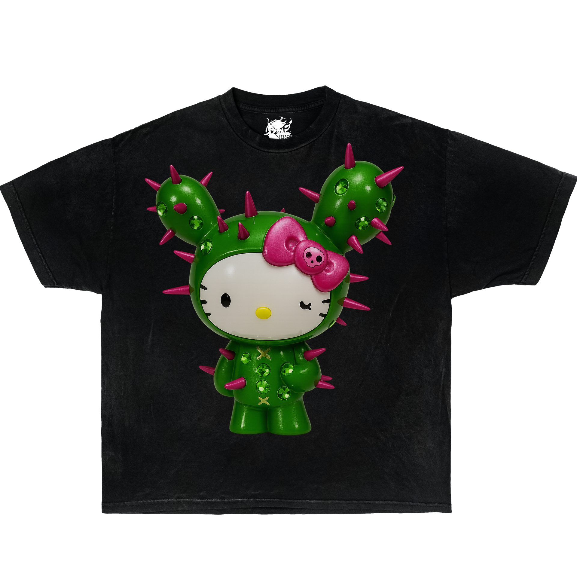 HELLO KITTY CACTUS SPIKE Boxy Vintage Shirt Graphic Cute Tees Streetwear Y2K