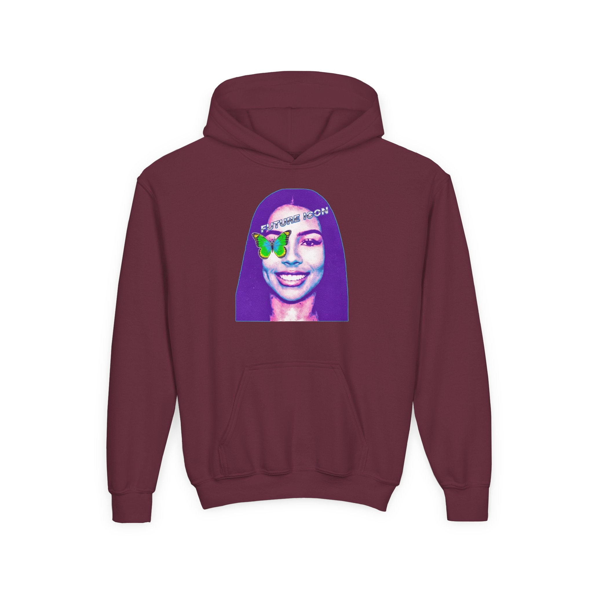 Youth Hoodie — Retro Neon Portrait "Fashion Icon" Graphic - Pixie Sleeze