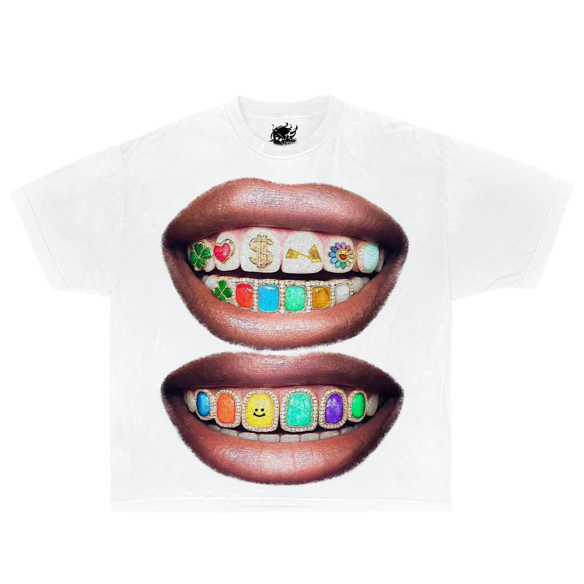 GRILLZ COLORS Boxy Vintage Shirt Graphic Tee Streetwear Y2K