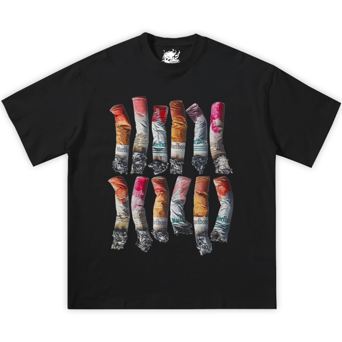 CIG BUTTS Boxy Vintage Shirt Graphic Tee Streetwear Y2K
