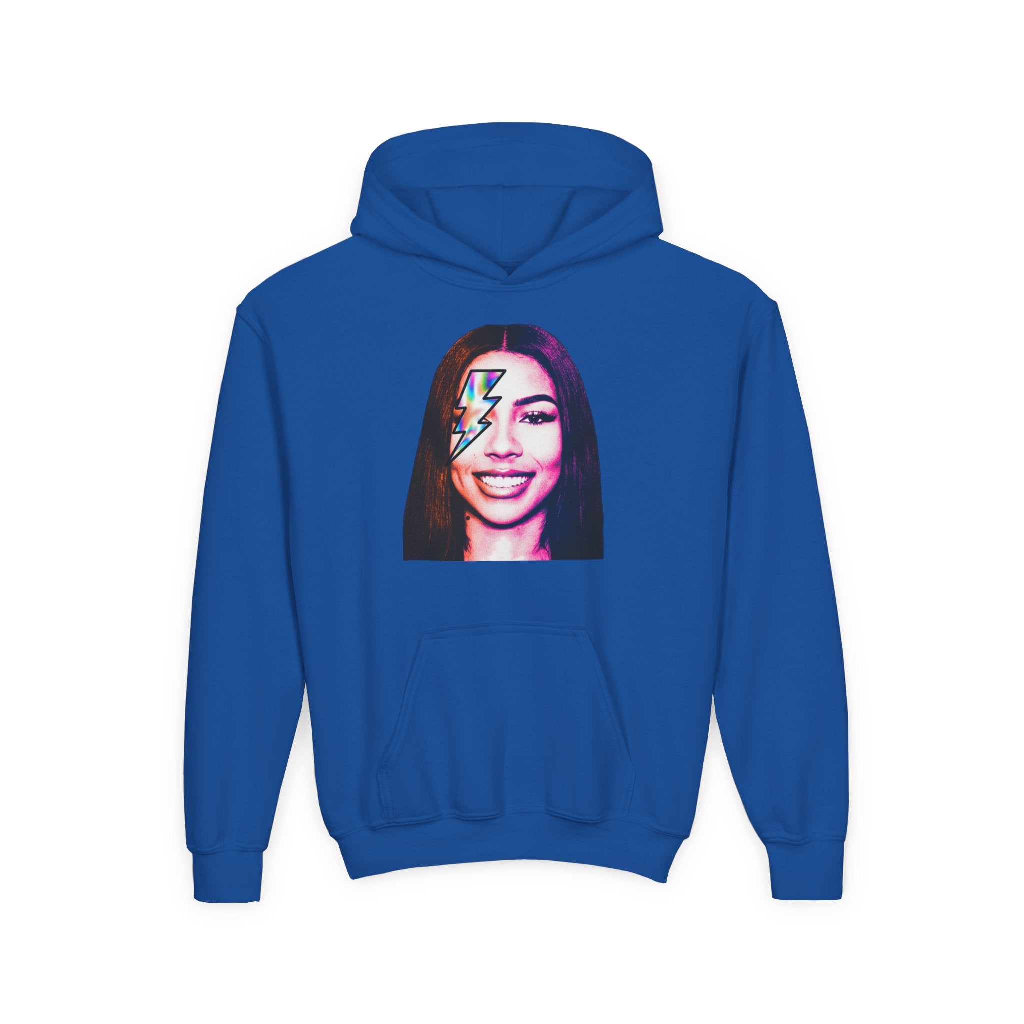 Youth Hoodie – Retro Lightning Face Graphic Pullover - Pixie Sleeze